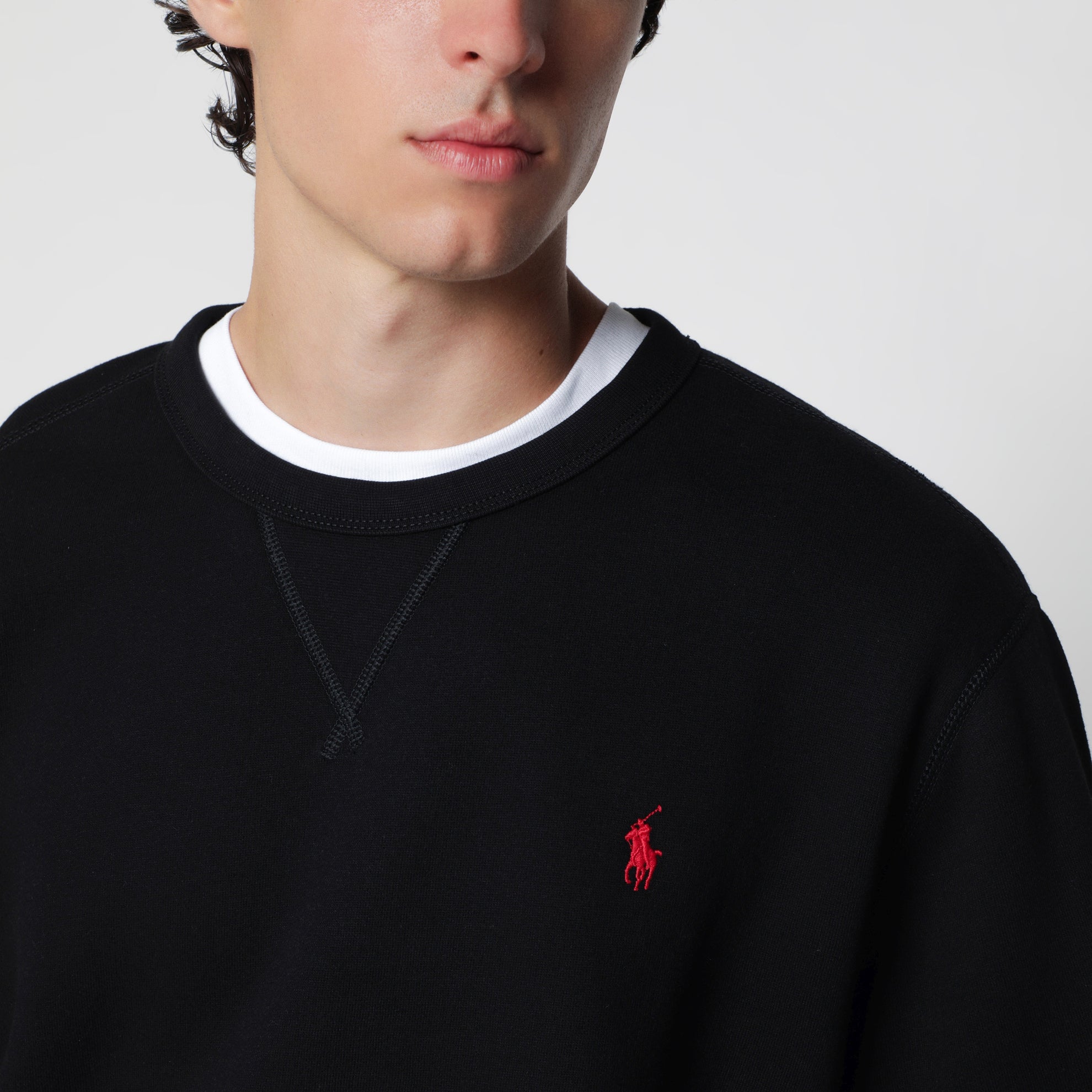 Schwarzes Rundhals-Sweatshirt aus Baumwollmischung