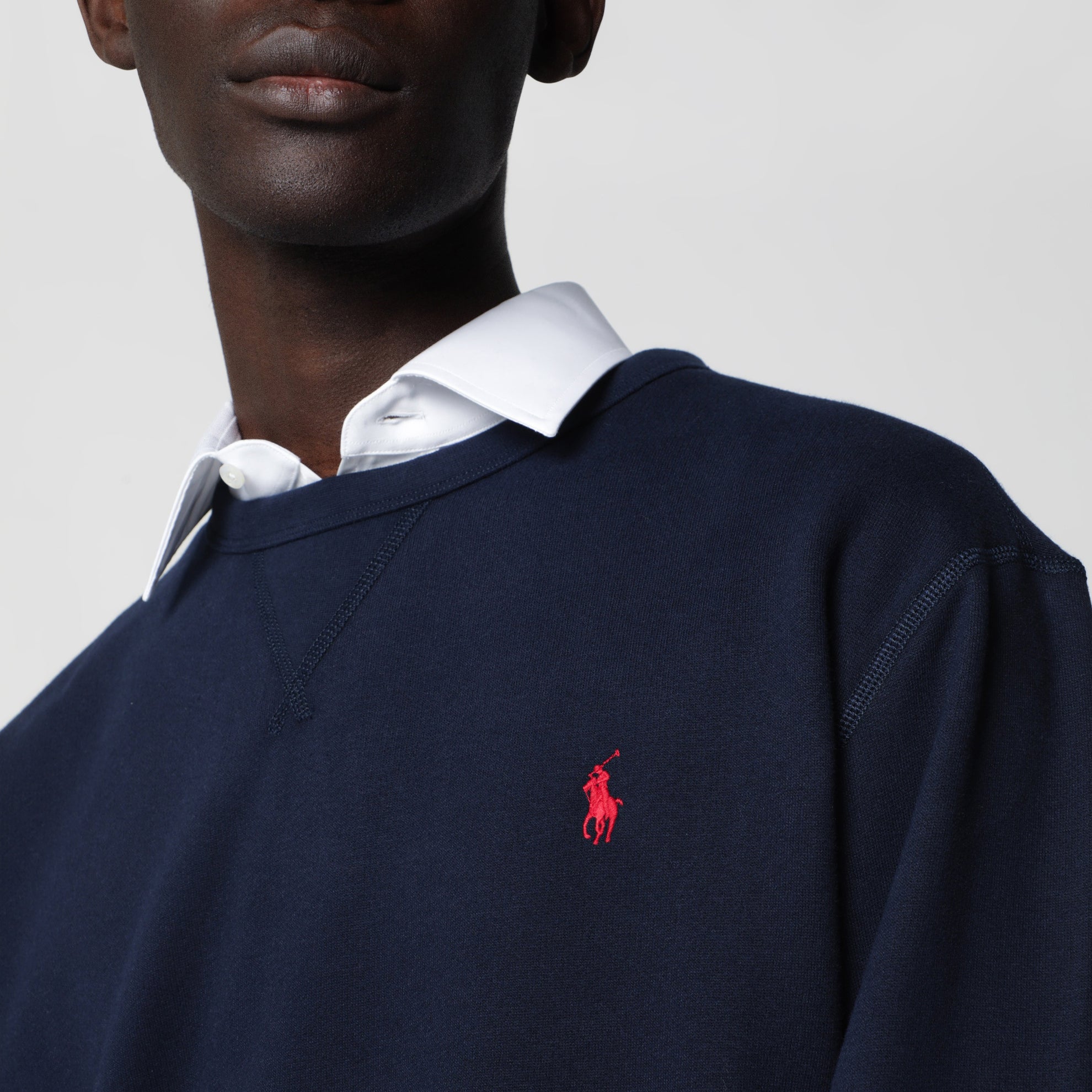 Navyblaues Rundhals-Sweatshirt aus Baumwollmischung