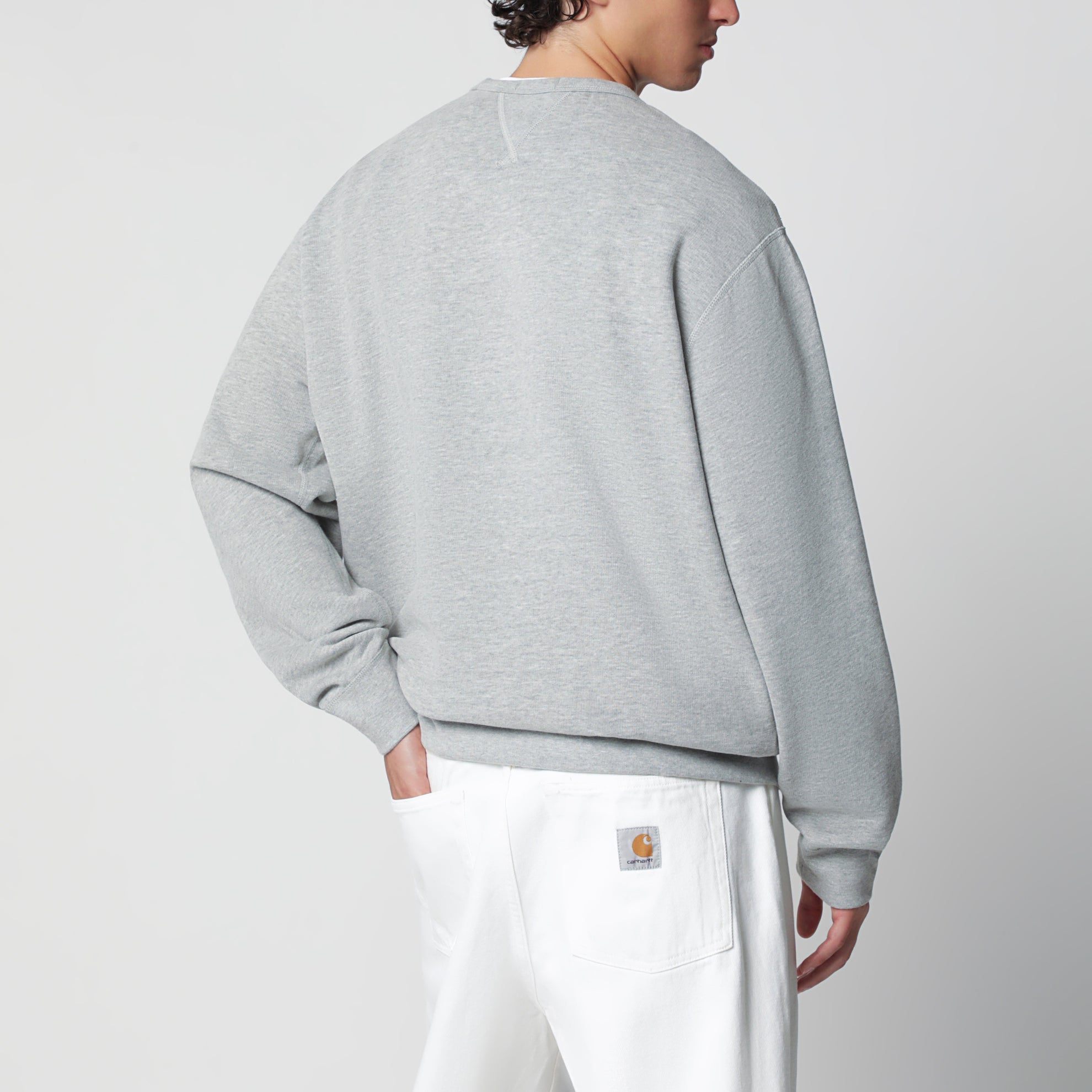 Grey cotton-blend crewneck sweatshirt
