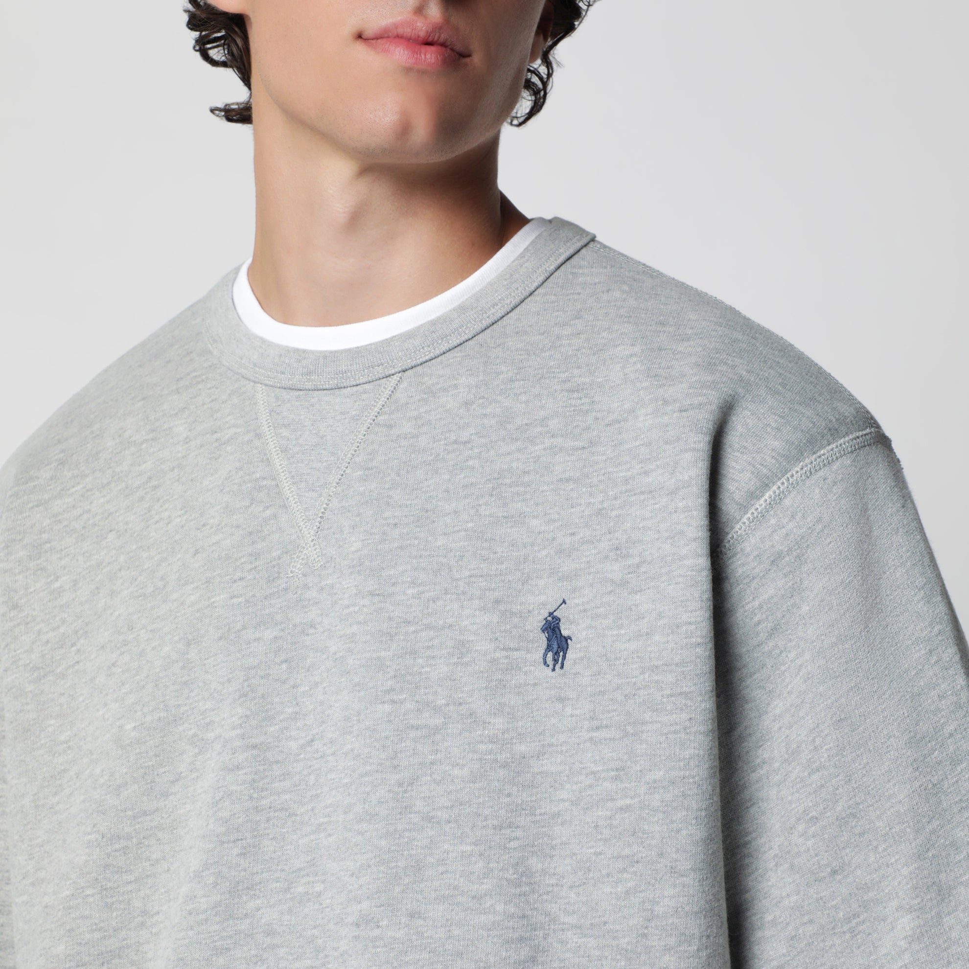 Grey cotton-blend crewneck sweatshirt