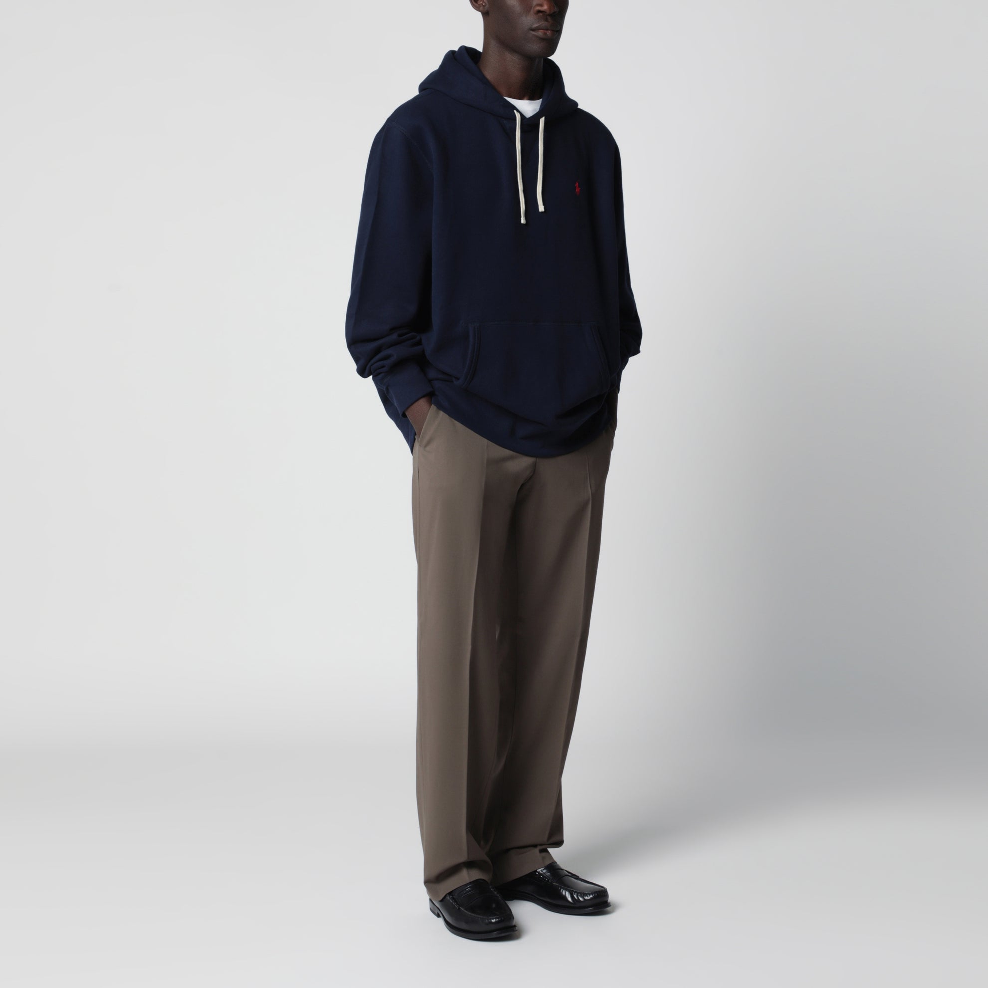 Felpa con cappuccio blu navy