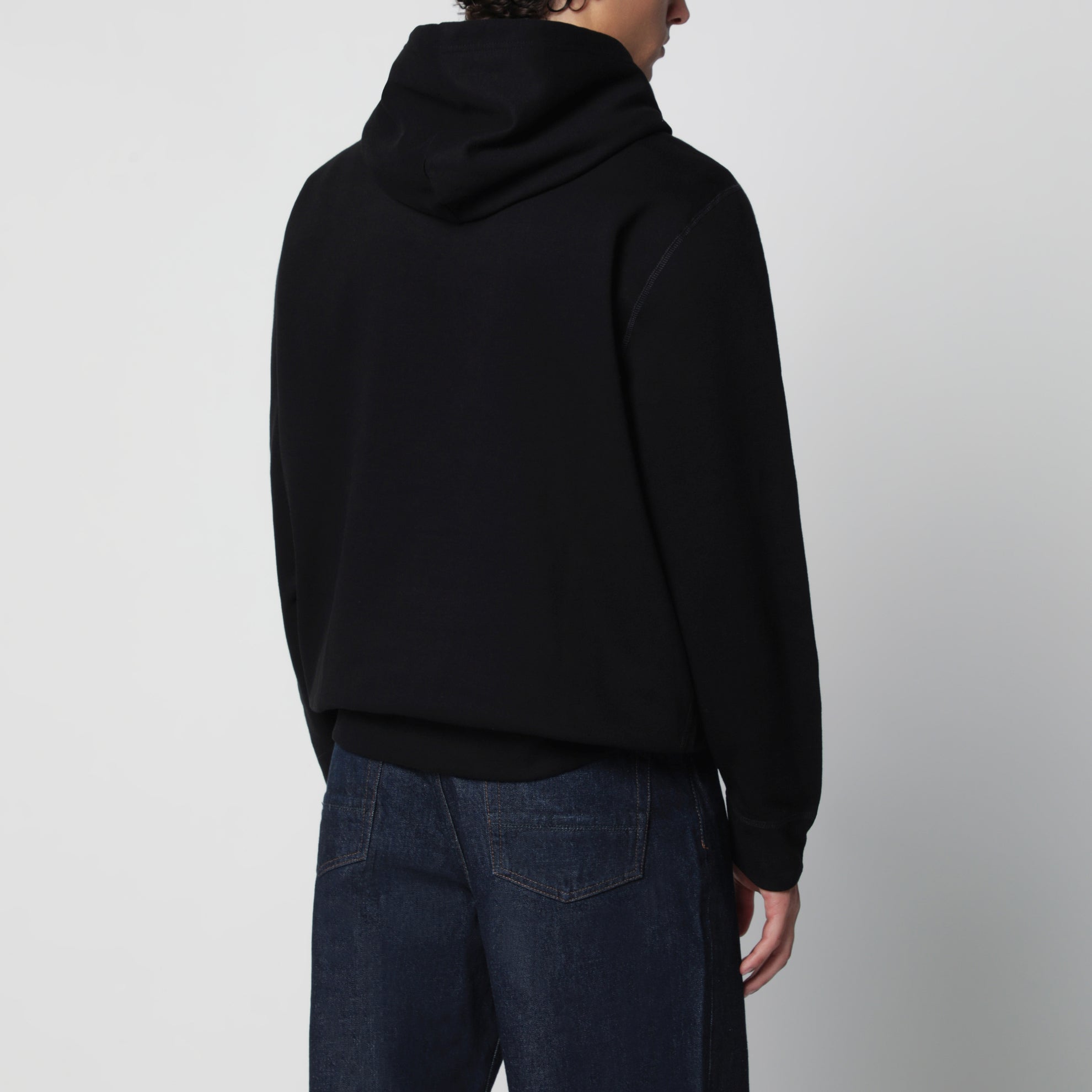 Felpa con cappuccio nera in cotone