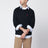 Marineblauer Baumwollpullover mit Zopfmuster