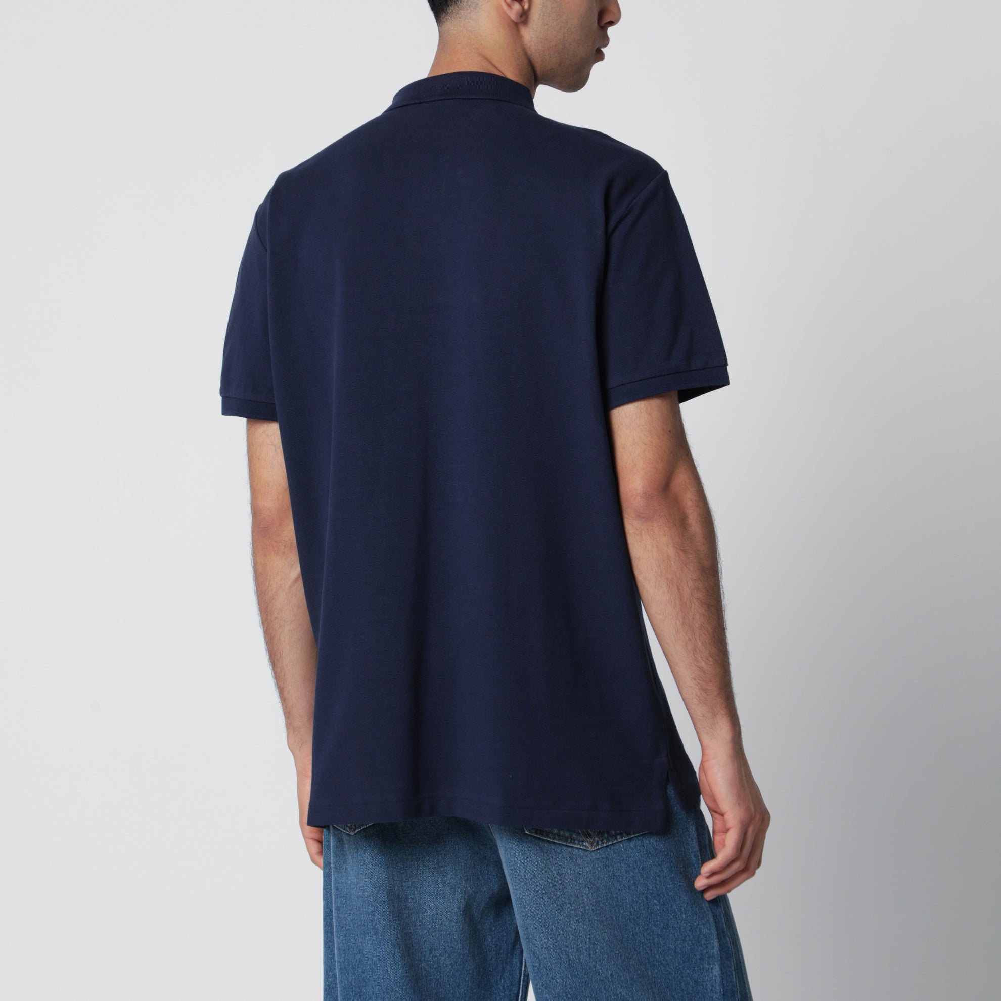 Navy cotton Custom Slim-Fit polo shirt