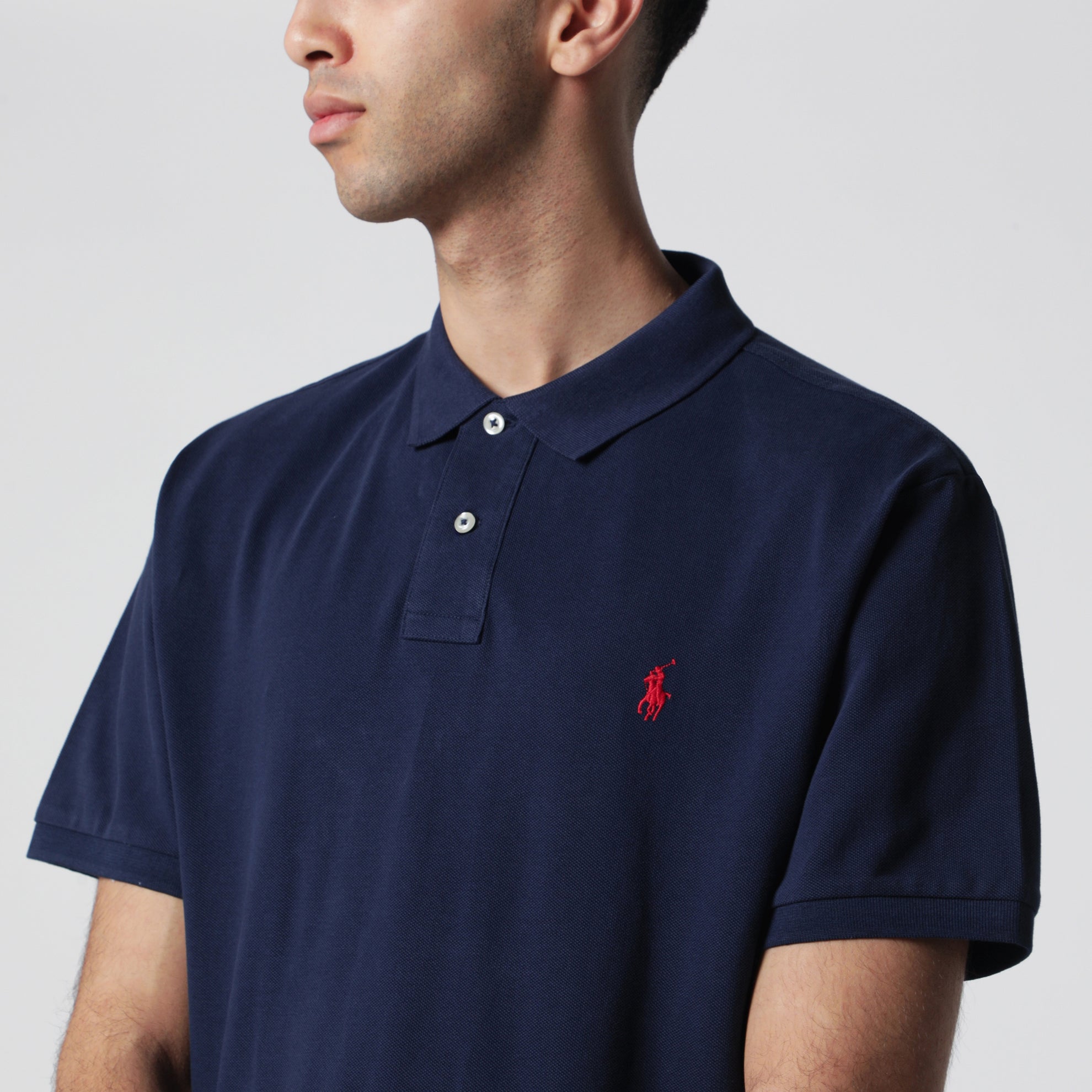 Navy cotton Custom Slim-Fit polo shirt