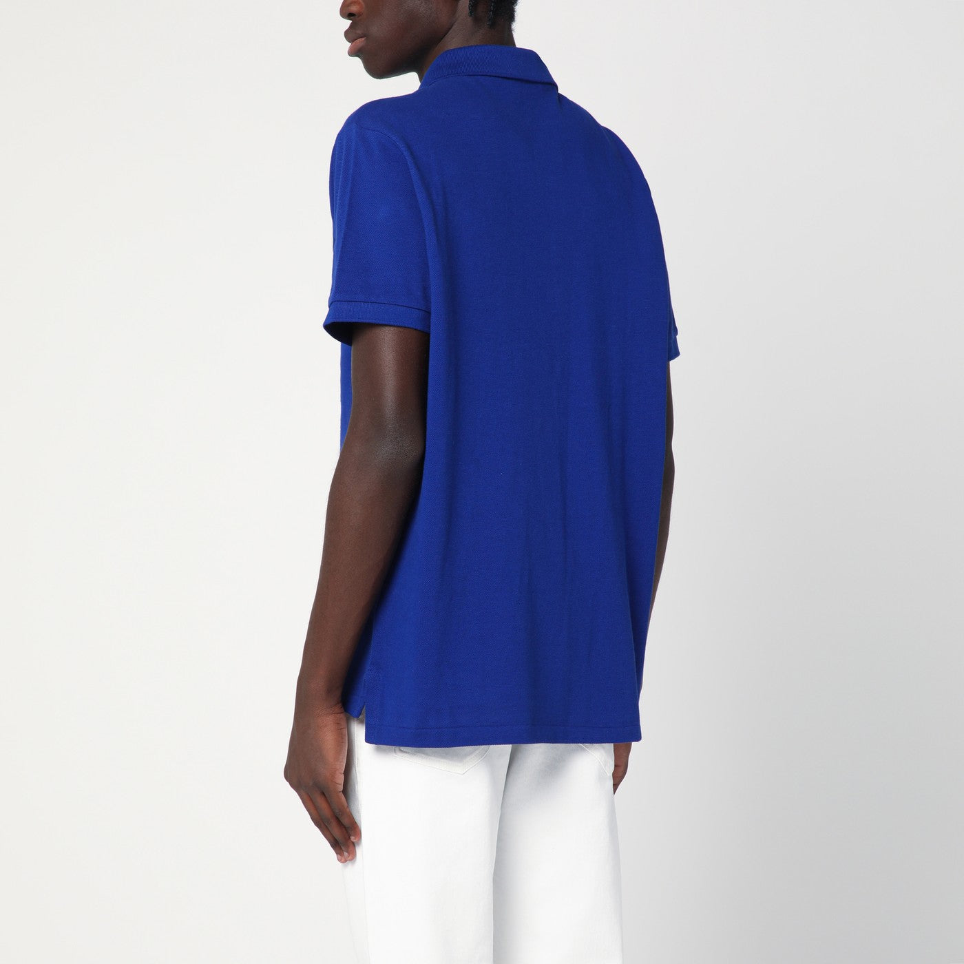 Polo blu elettrico Custom Slim-Fit