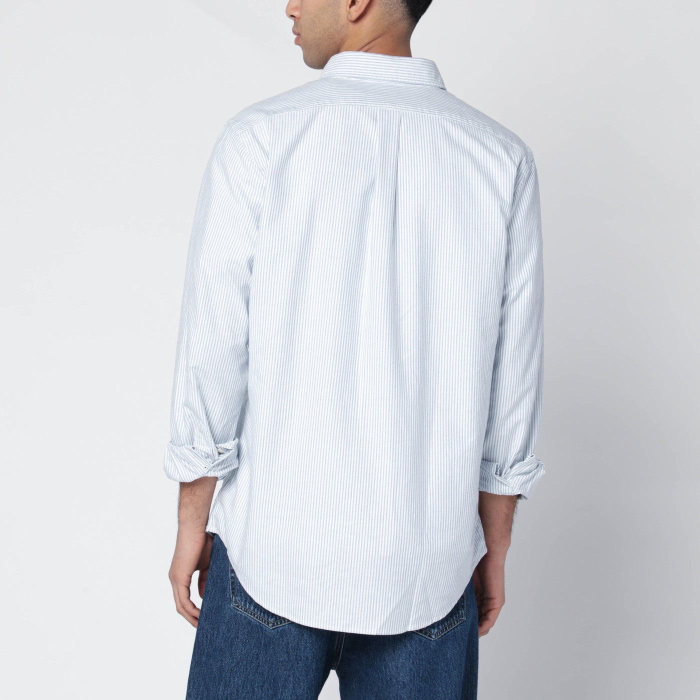 Light blue/white striped Oxford shirt Custom-fit