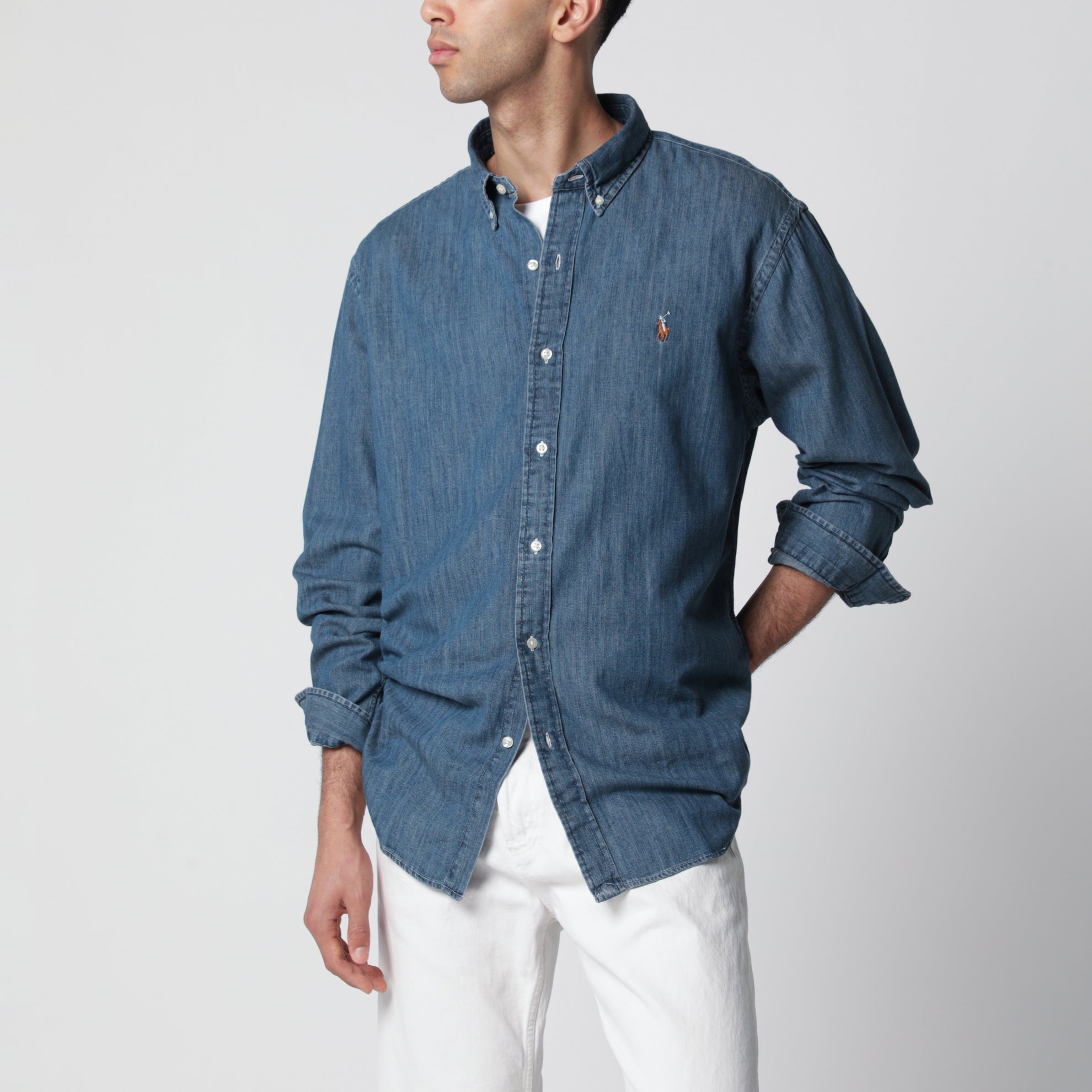 Blue denim Custom-Fit shirt