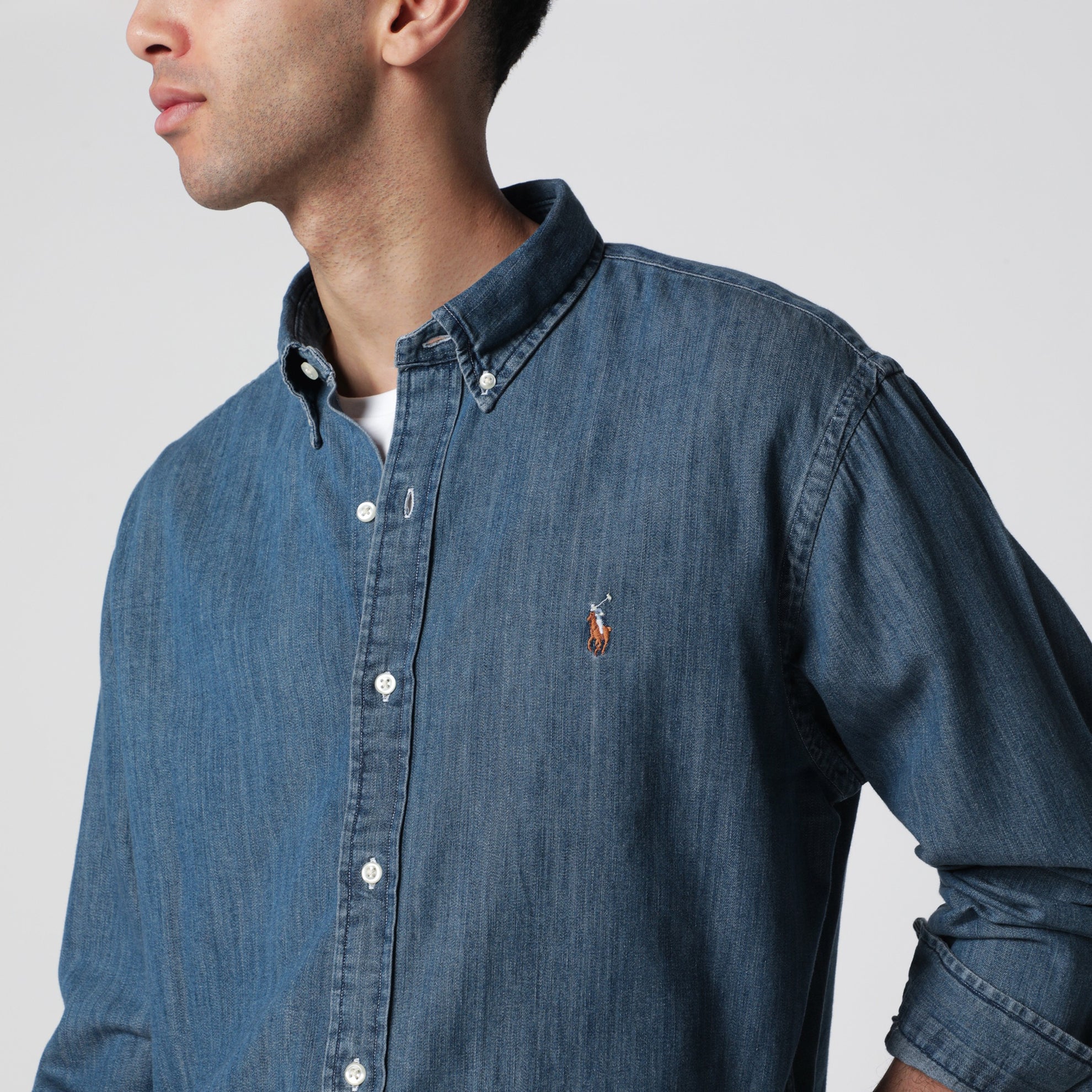 Blue denim Custom-Fit shirt