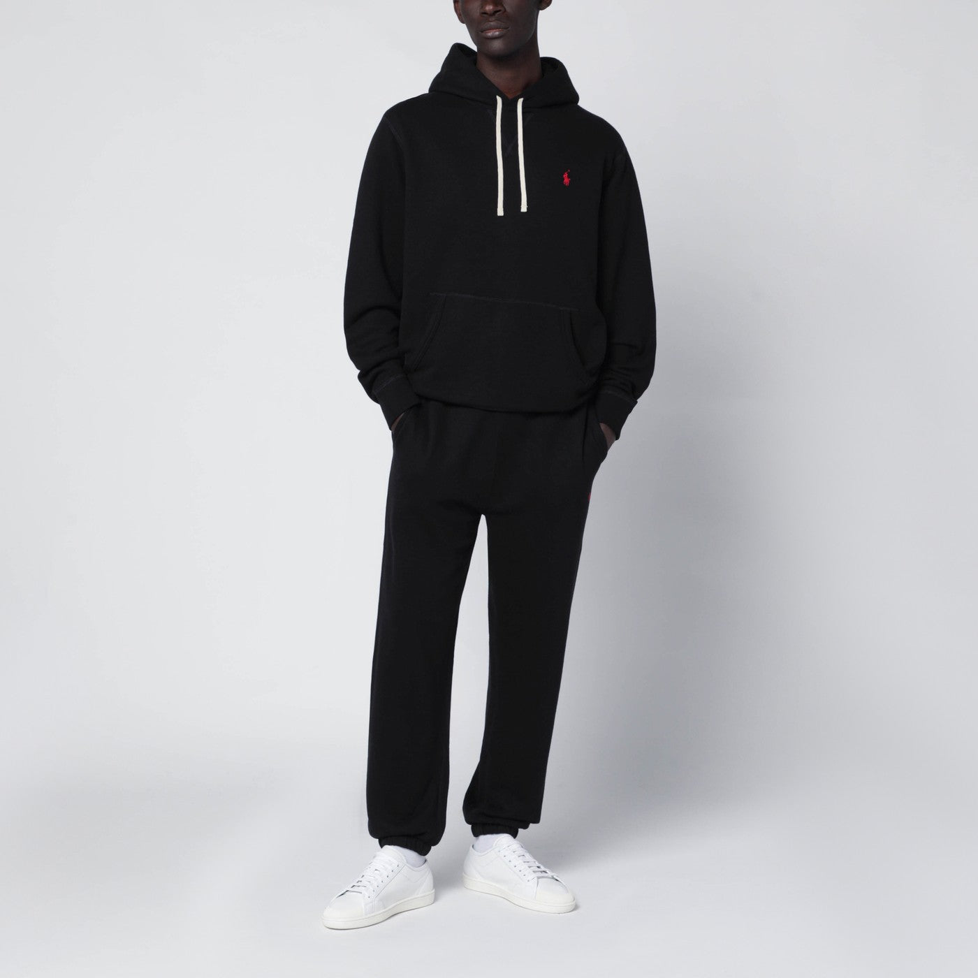 Black cotton-blend jogging trousers