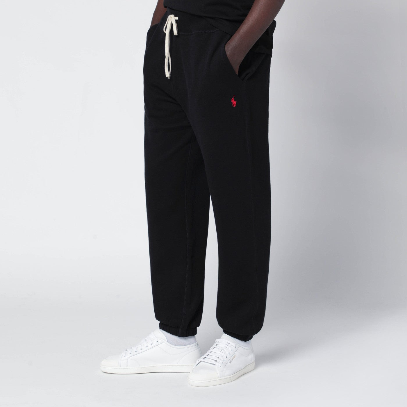 Black cotton-blend jogging trousers