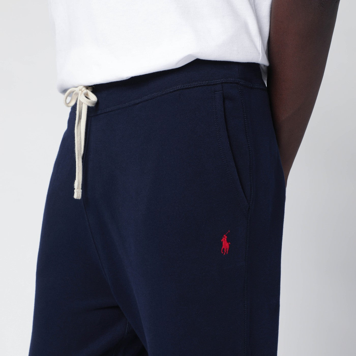 Navy blue cotton-blend jogging pants