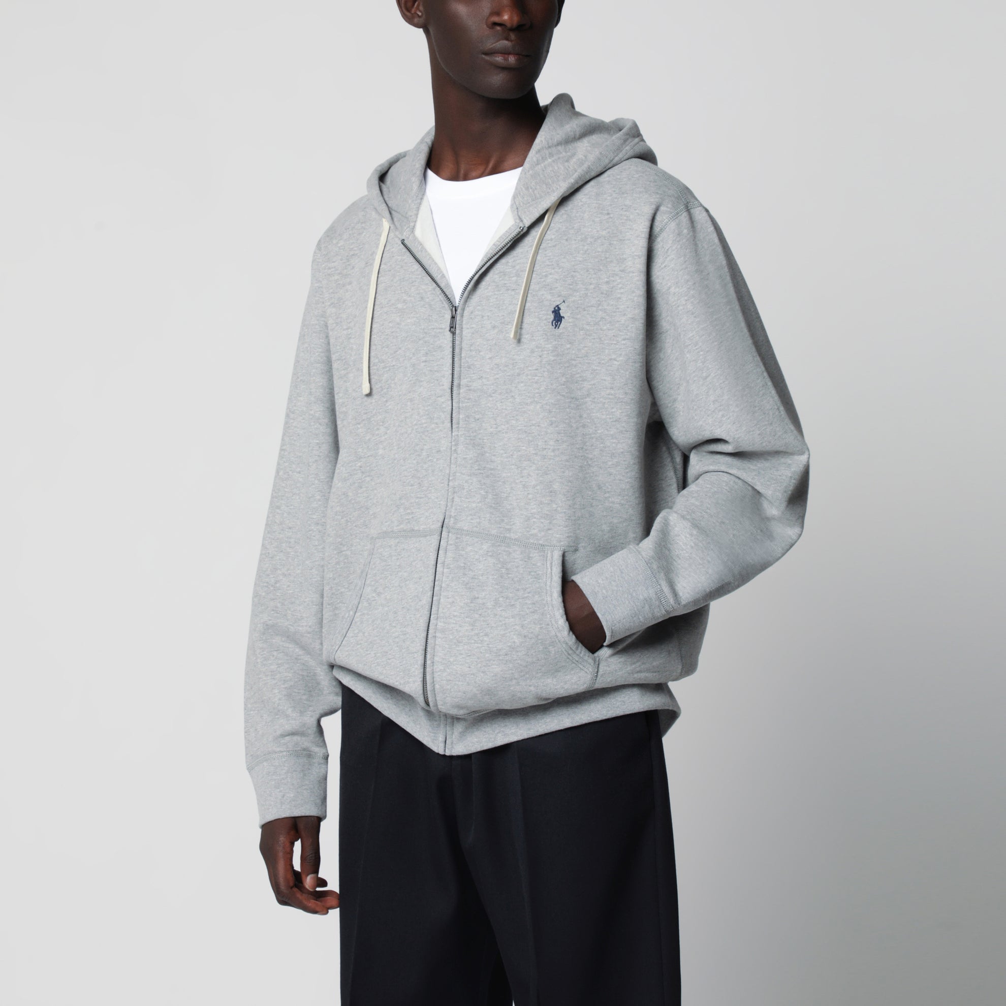 Grauer Hoodie mit Reißverschluss aus Baumwolle