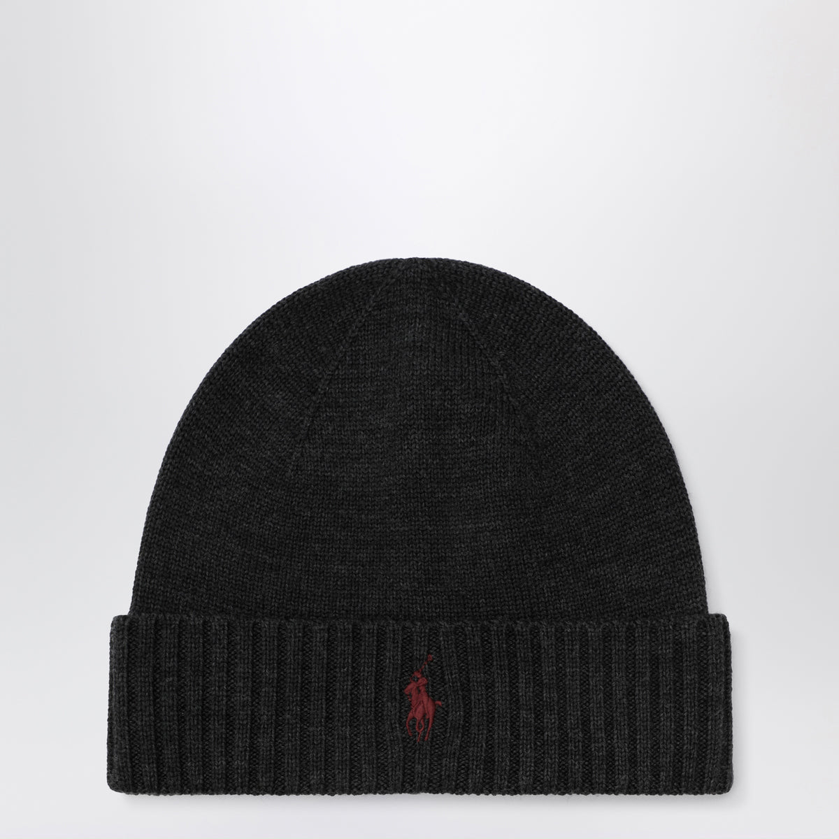 Dark grey wool hat with pony