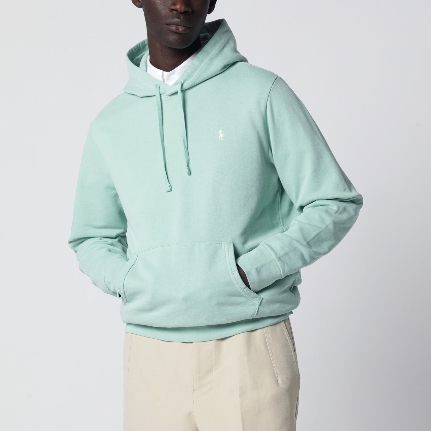 Sweat à capuche en coton aquamarine