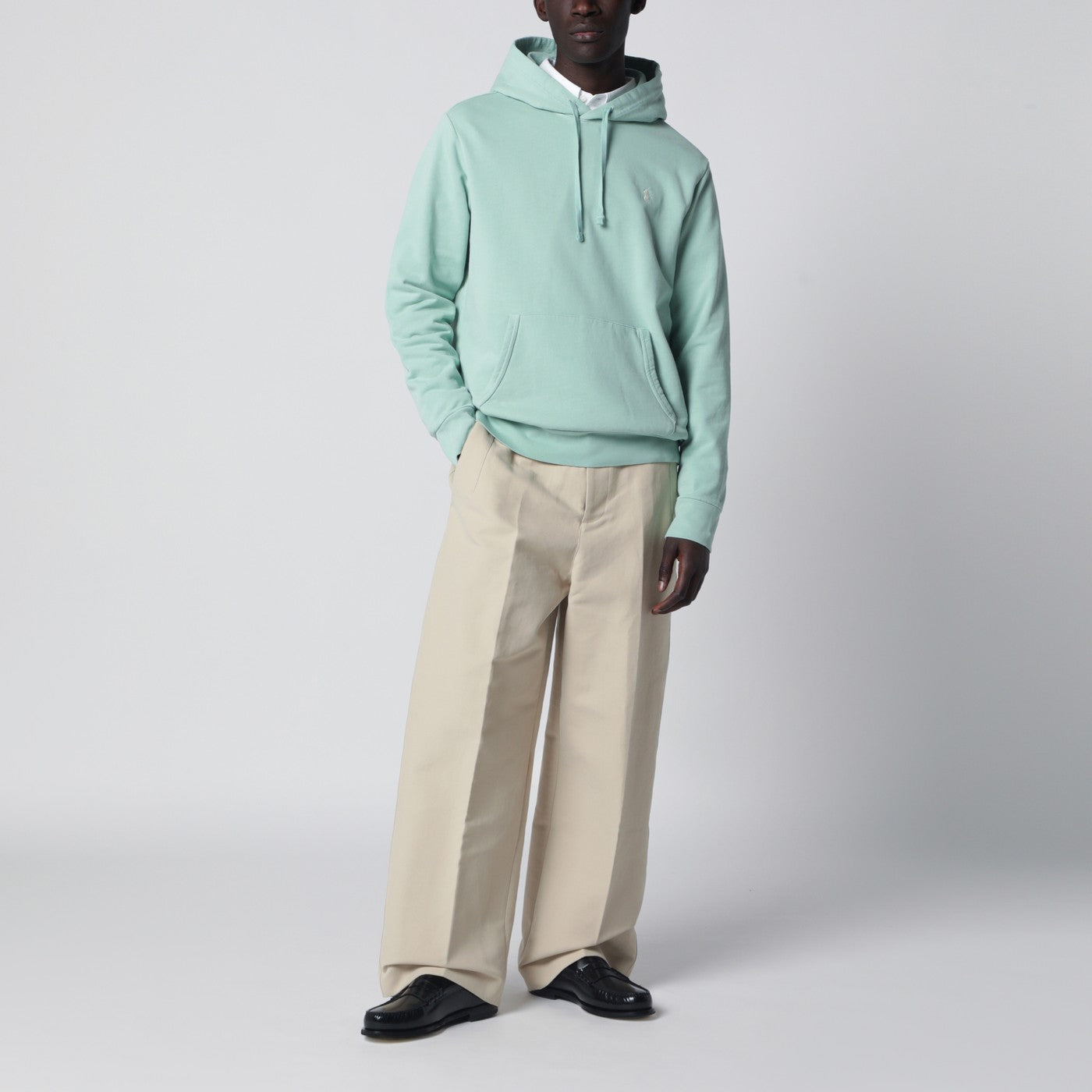 Sweat à capuche en coton aquamarine