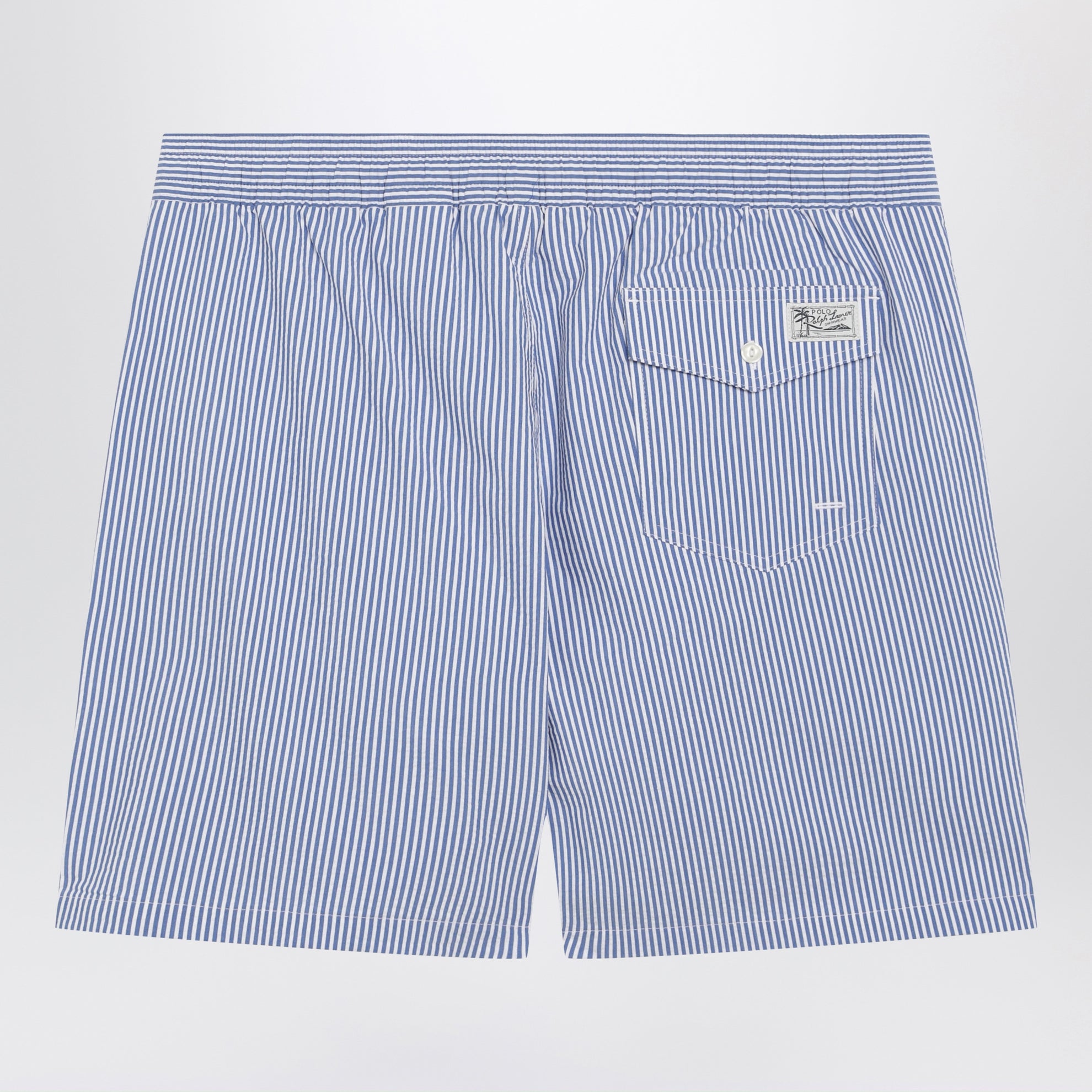 Traveler striped white/blue seersucker swim shorts