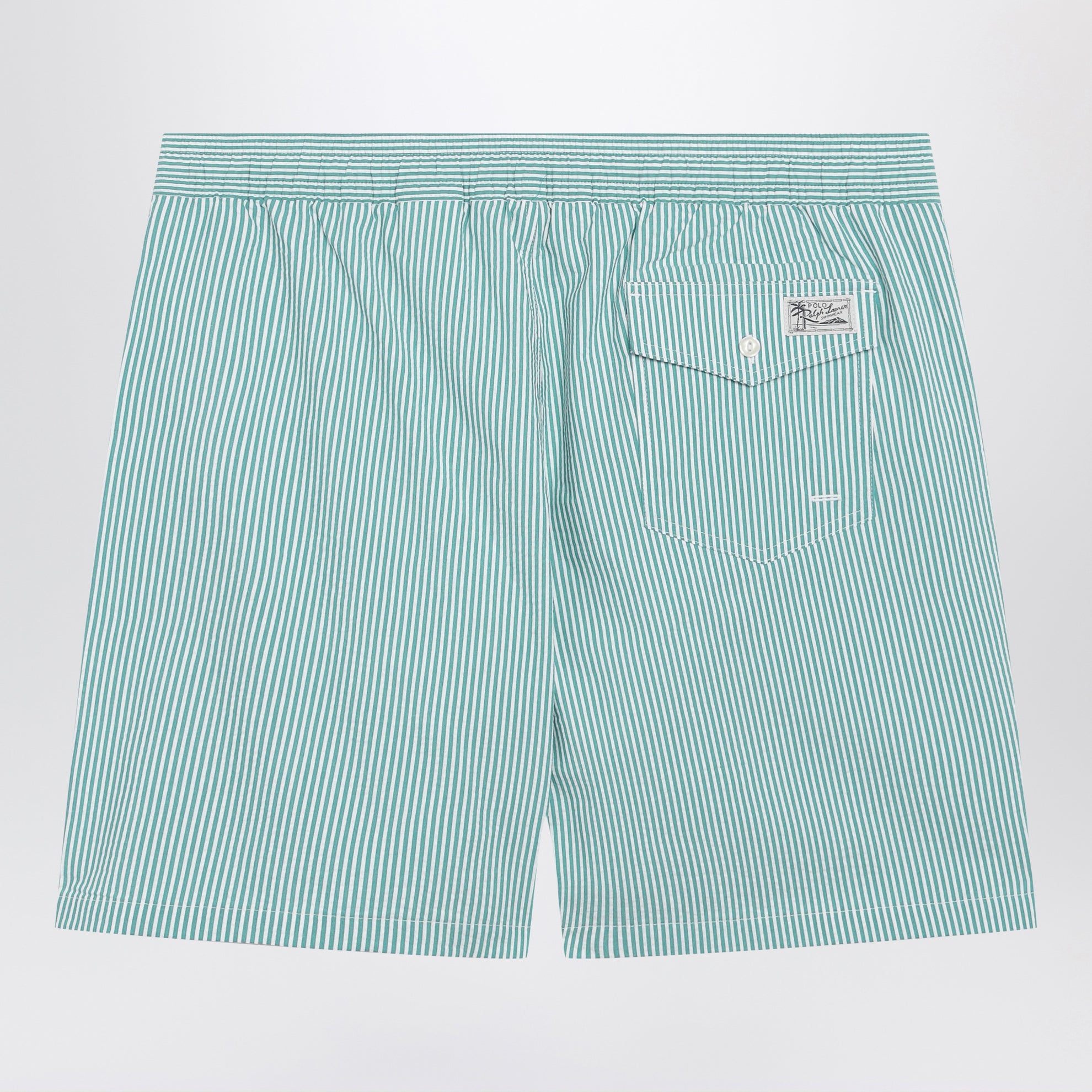 Traveler striped white/green seersucker swim shorts
