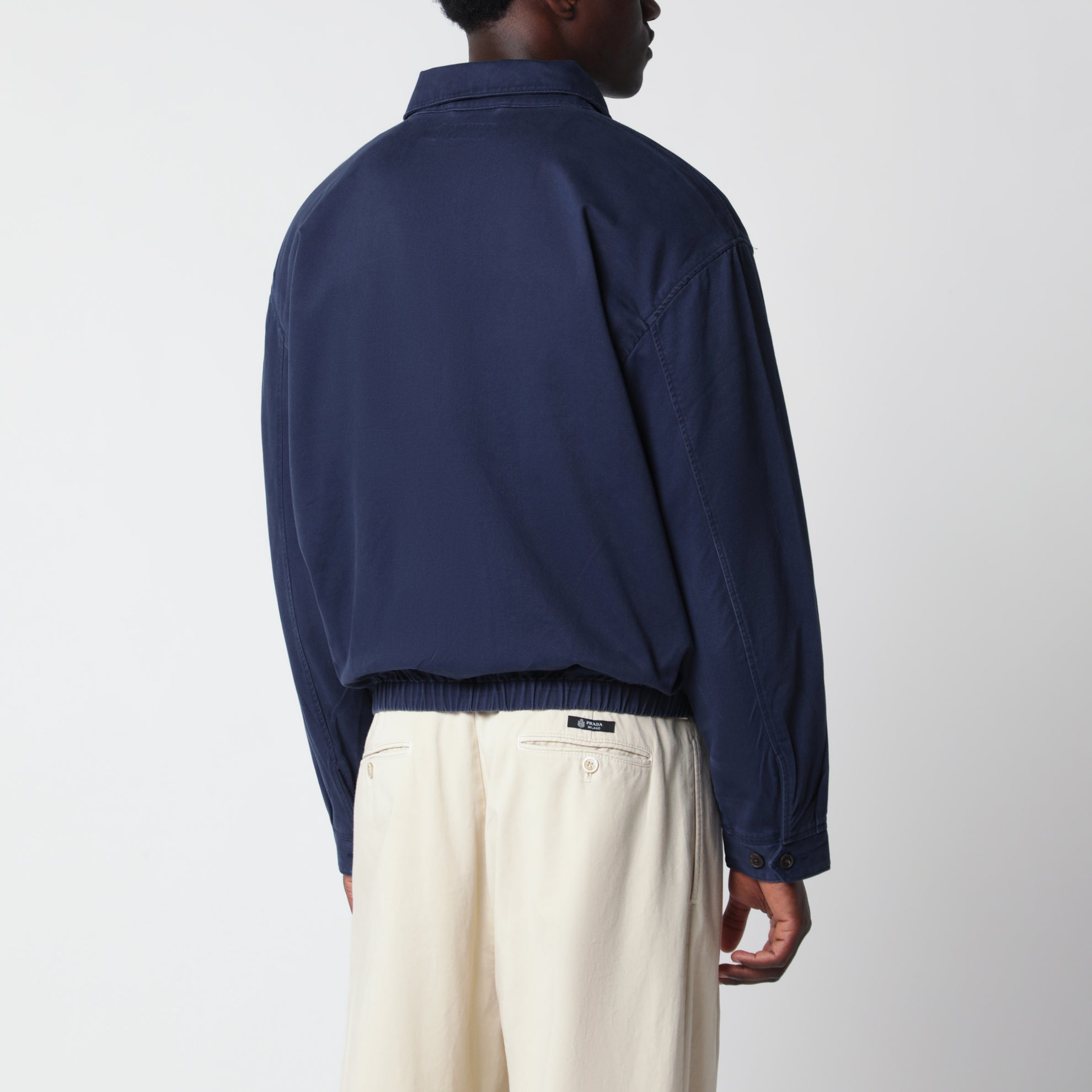 Marineblaue Jacke mit Reißverschluss aus Baumwolle