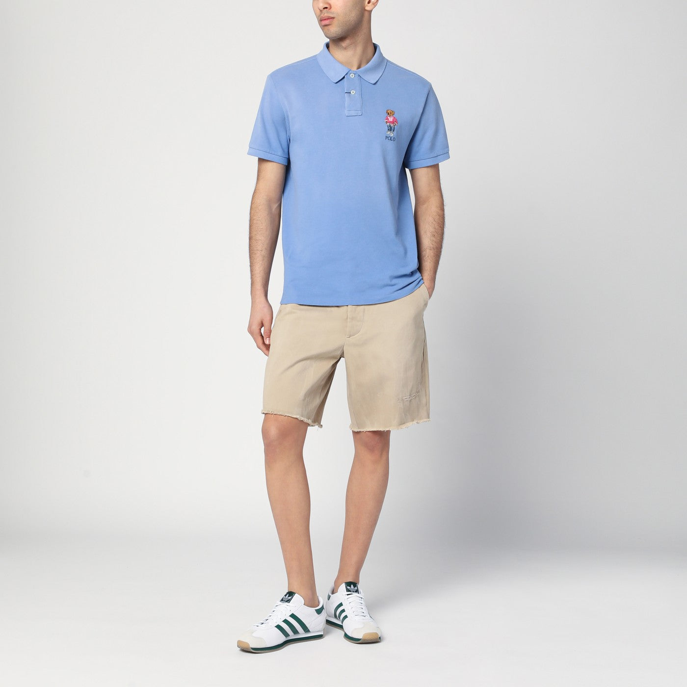 Beige cotton Big-Fit Shorts