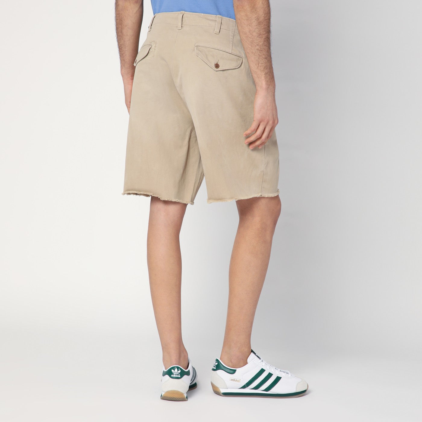 Beige cotton Big-Fit Shorts