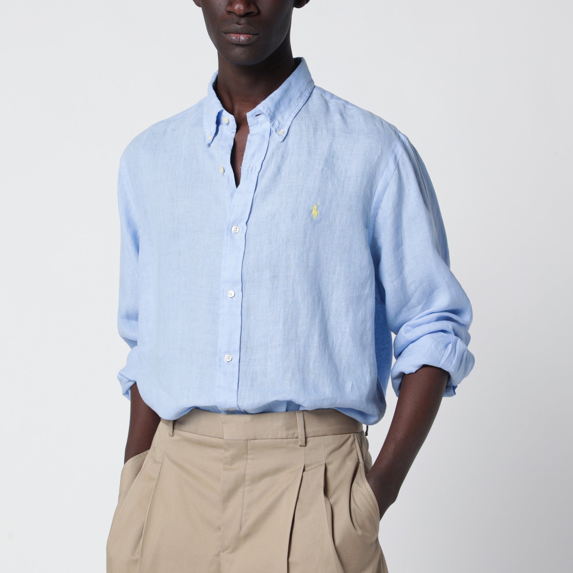 Light Blue Linen Button-Down Shirt