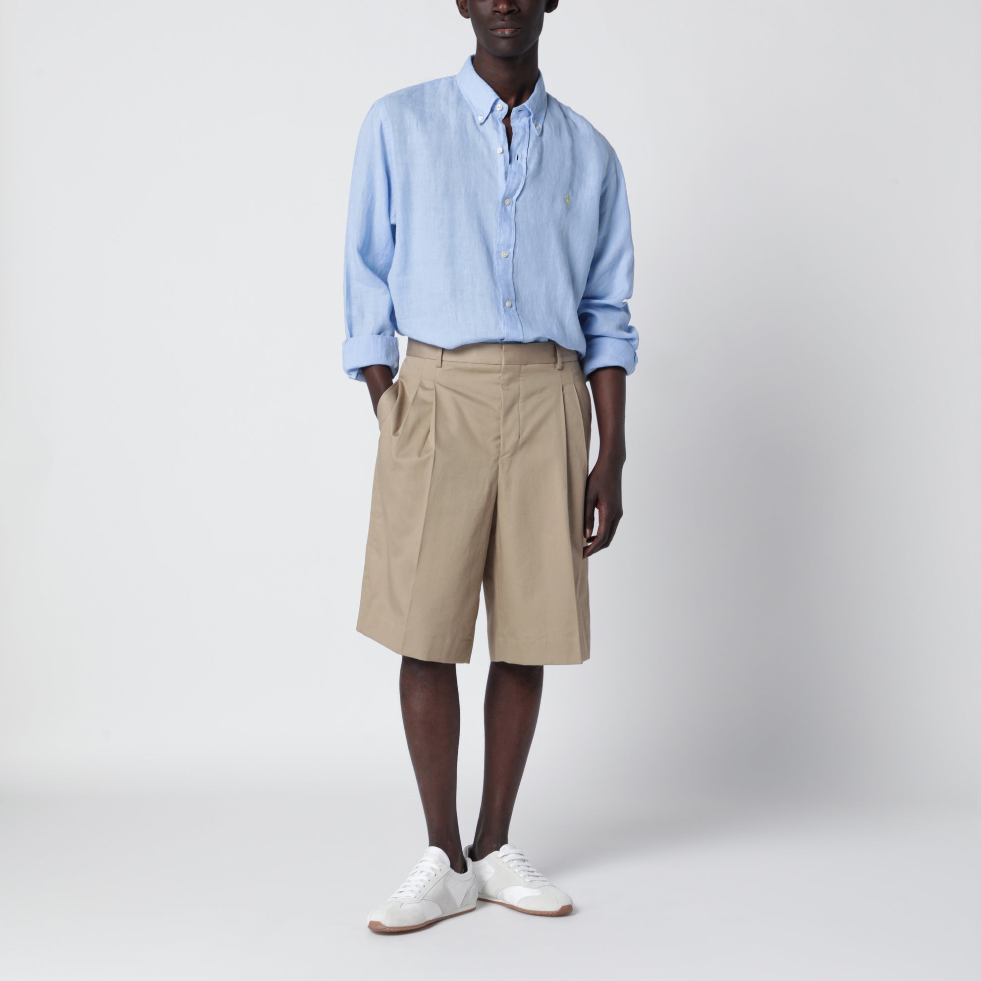Light Blue Linen Button-Down Shirt