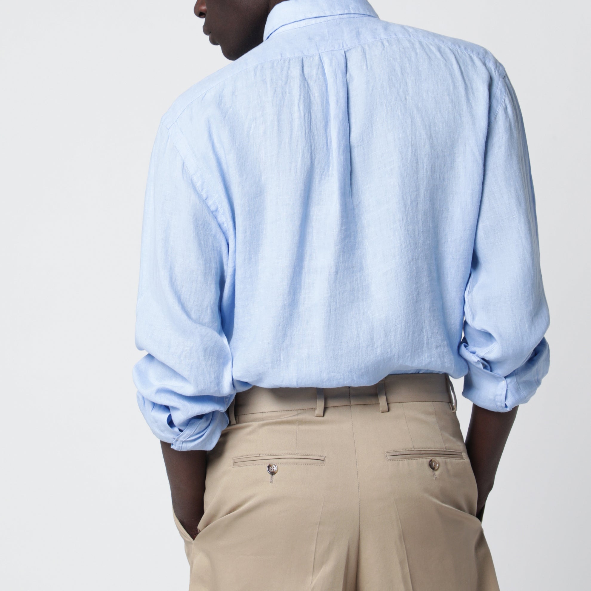 Light Blue Linen Button-Down Shirt
