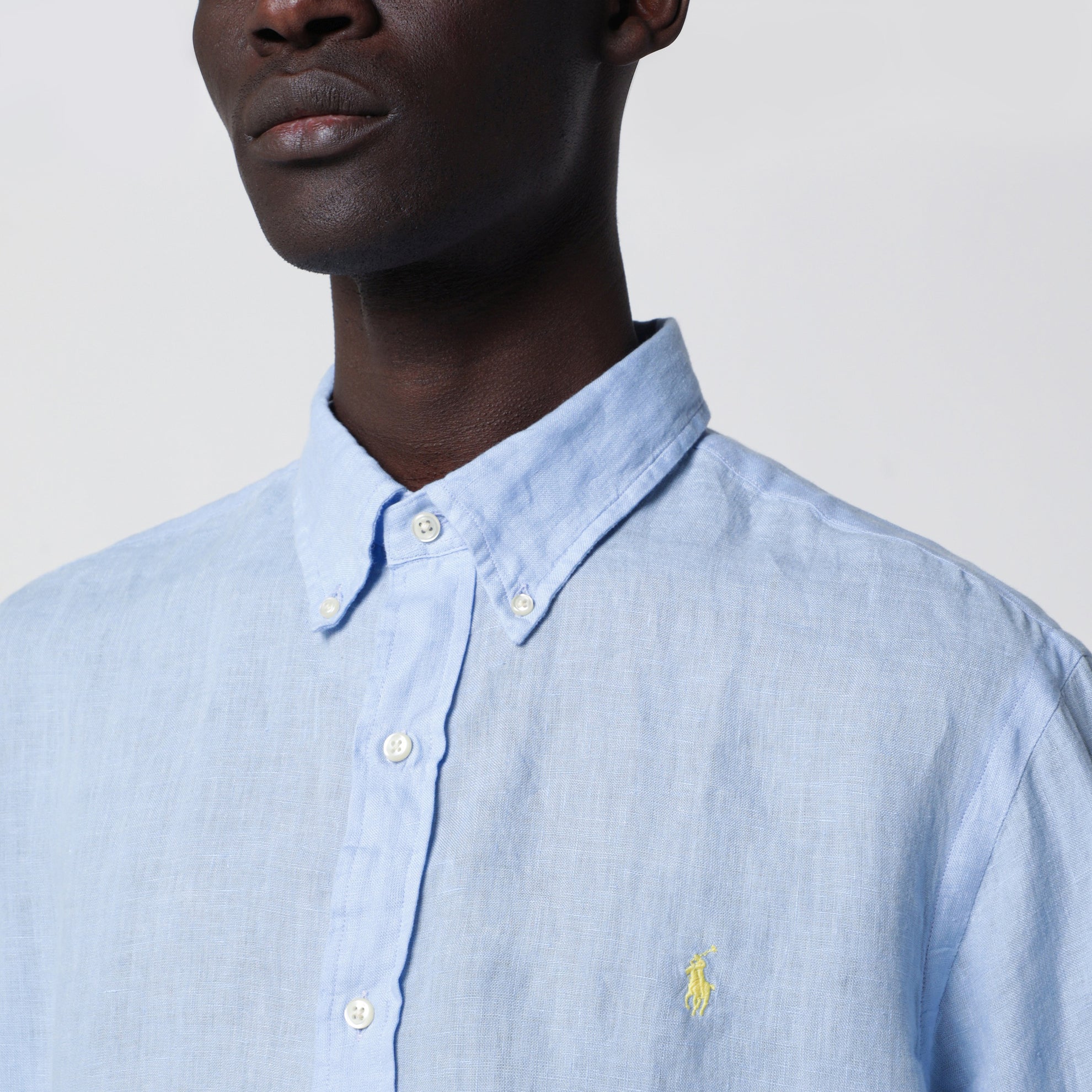Light Blue Linen Button-Down Shirt