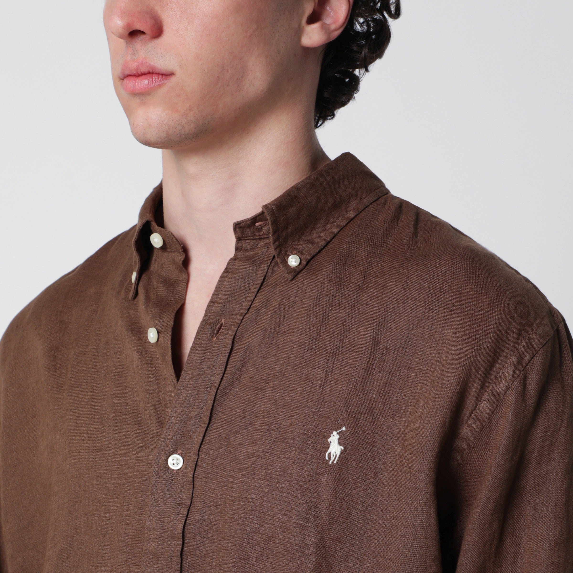 Polo Ralph Lauren Custom-Fit linen shirt in hazelnut color