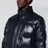 Navy blue glossy-finish nylon down jacket
