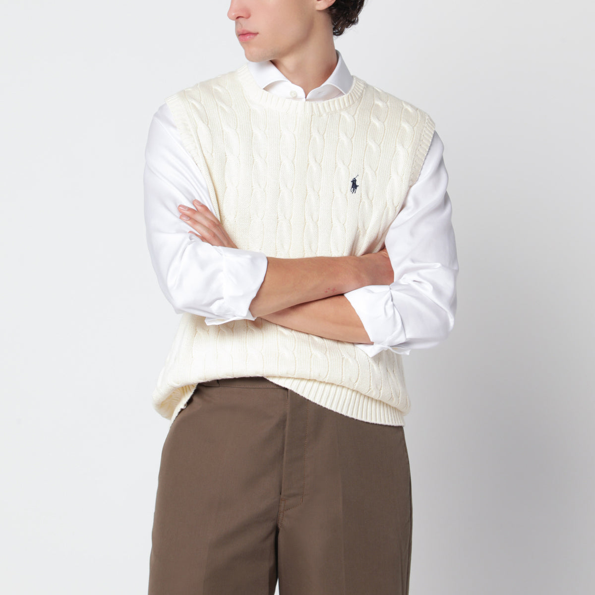 Gilet en coton tissé couleur crème