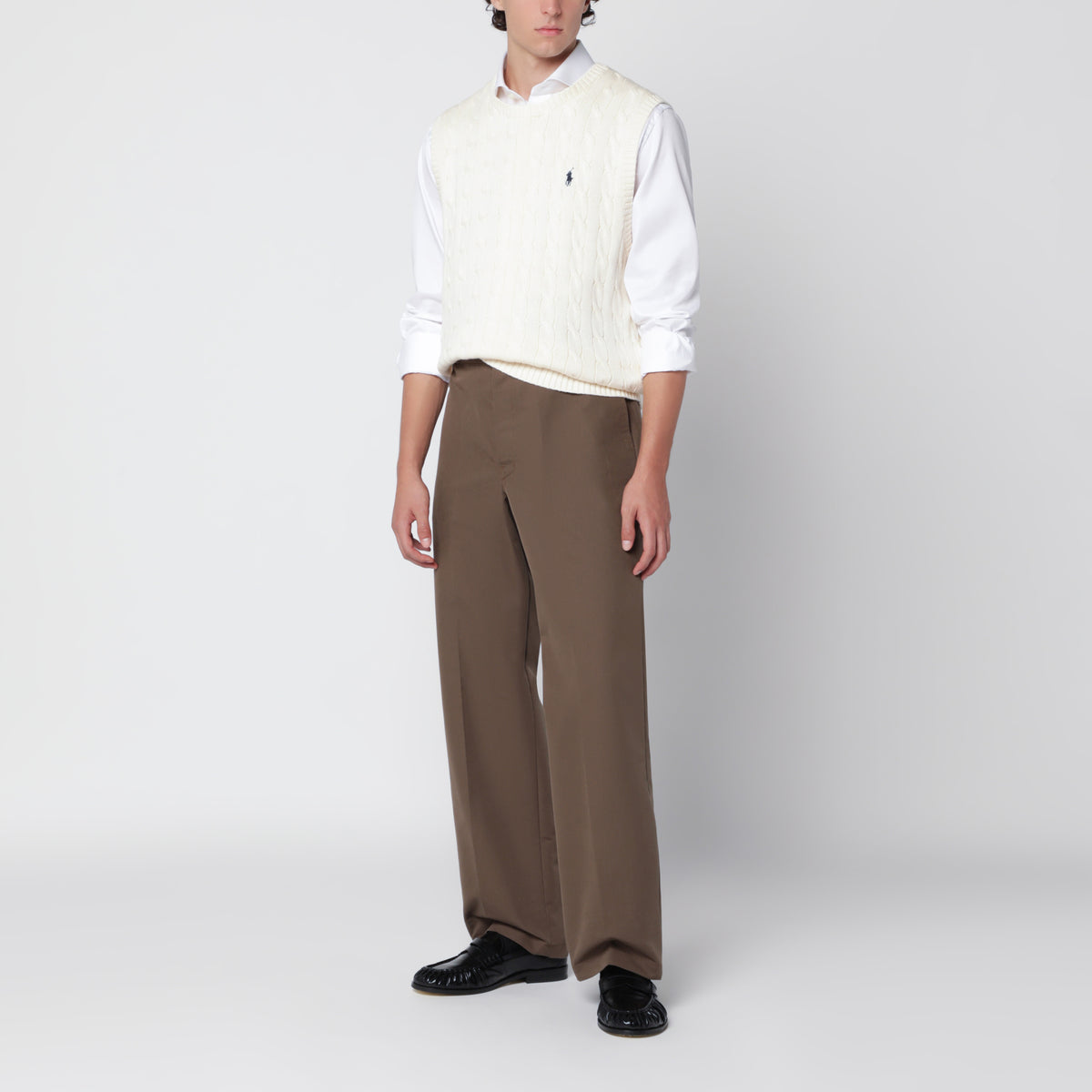 Gilet en coton tissé couleur crème