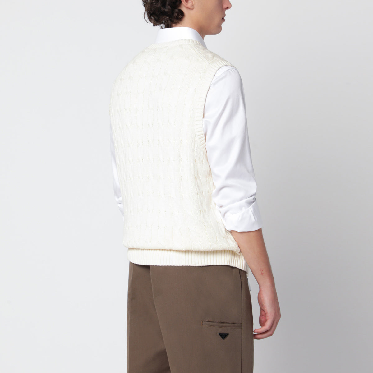 Gilet en coton tissé couleur crème