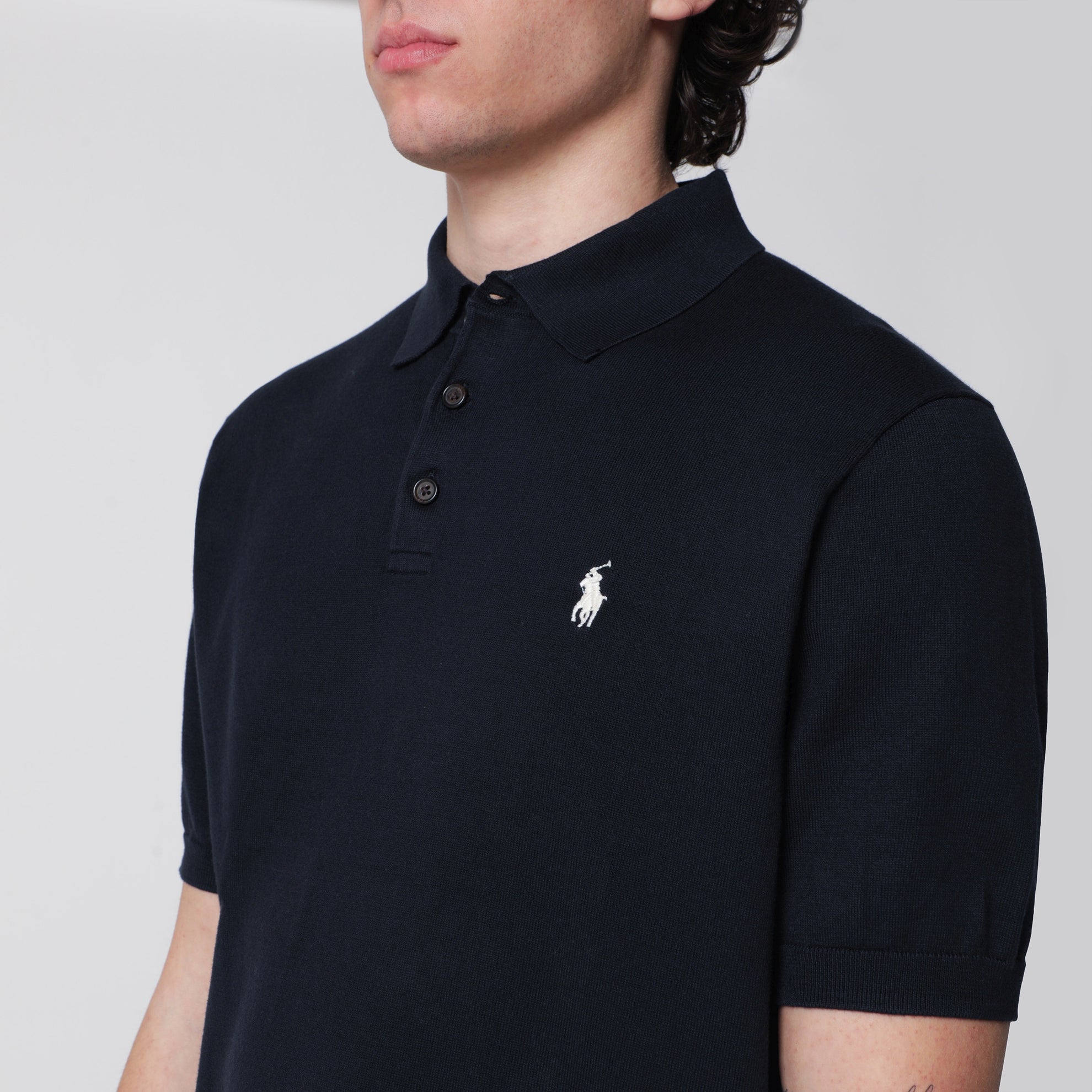 Polo blu navy in maglia di cotone