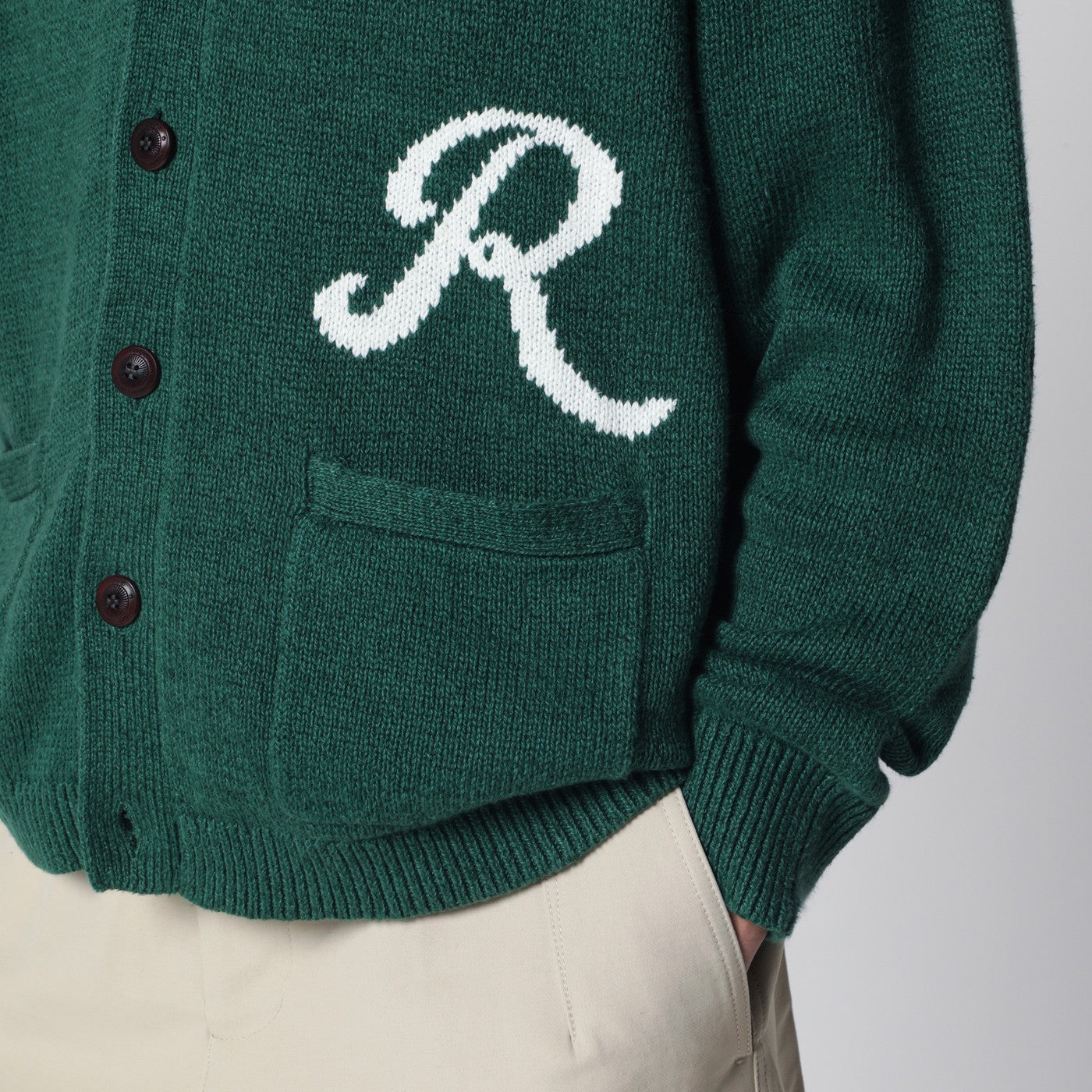 Forest green cardigan with Ralph logo