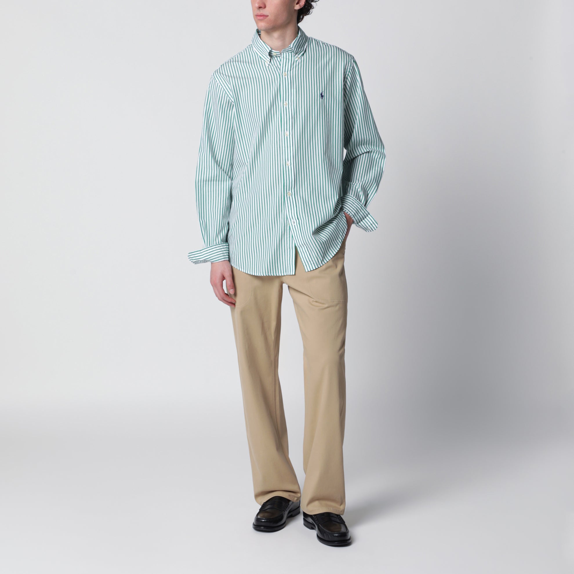 White/green striped Custom-Fit shirt