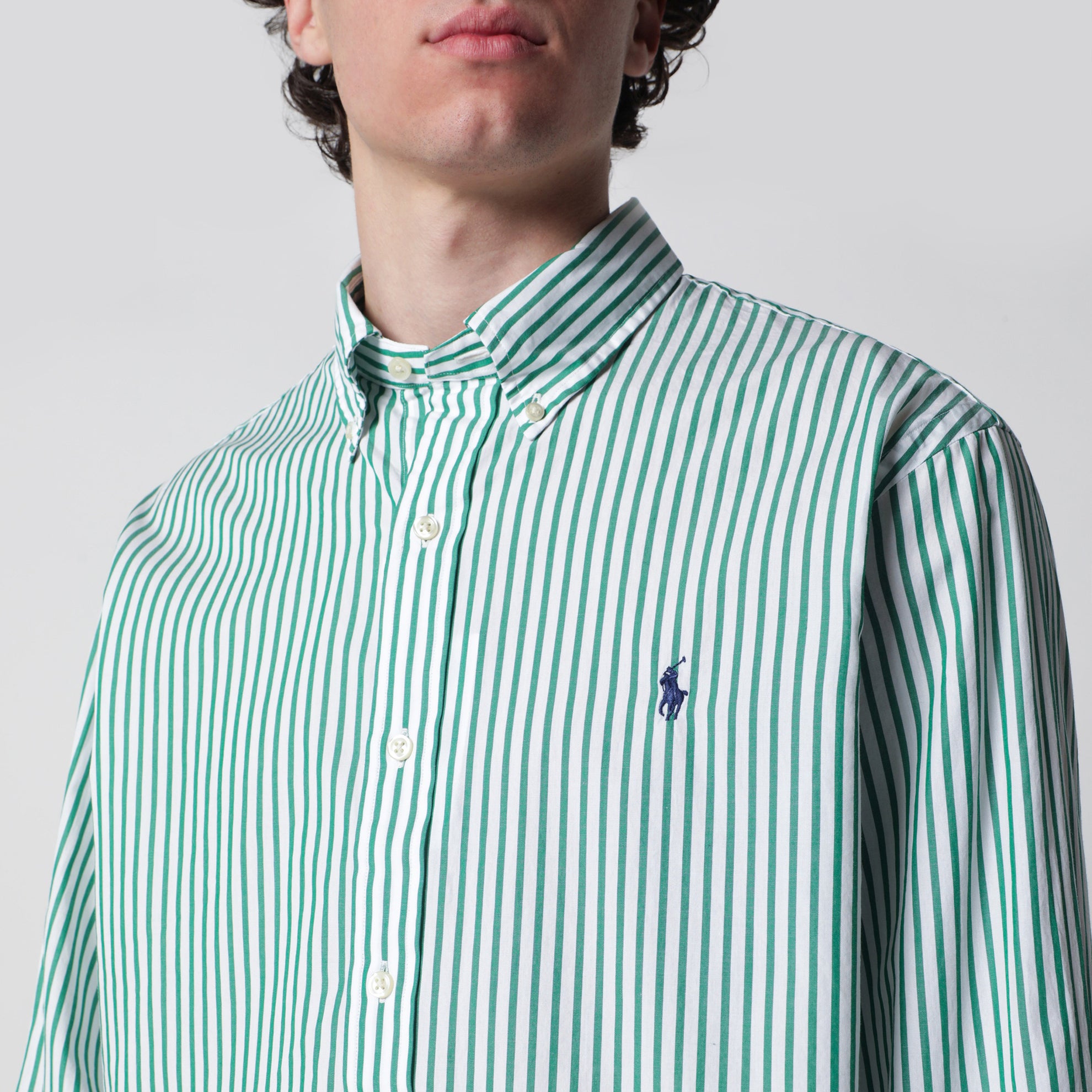 White/green striped Custom-Fit shirt