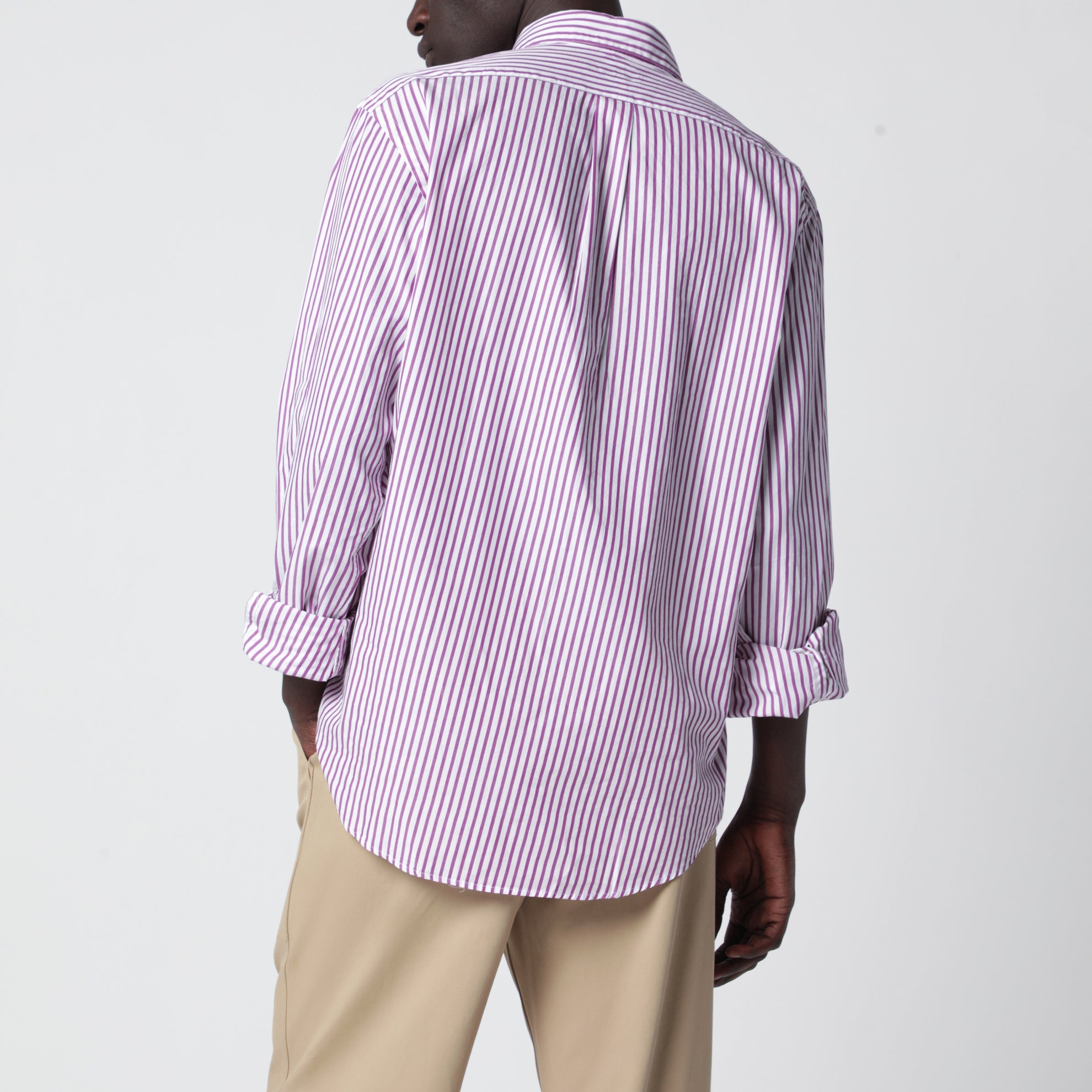 White/purple striped Custom-Fit poplin shirt
