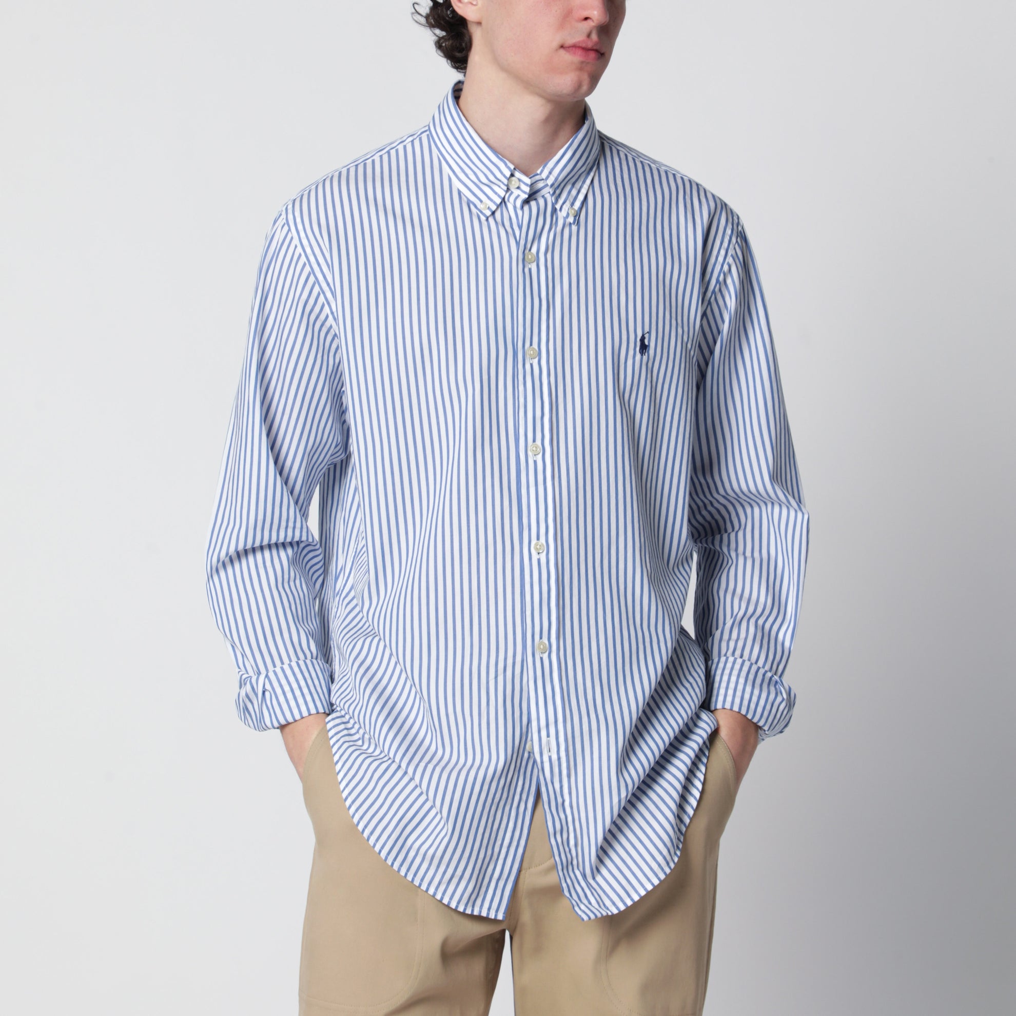 White/blue striped Custom-Fit shirt