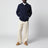 Cardigan con zip blu navy a trecce in cotone