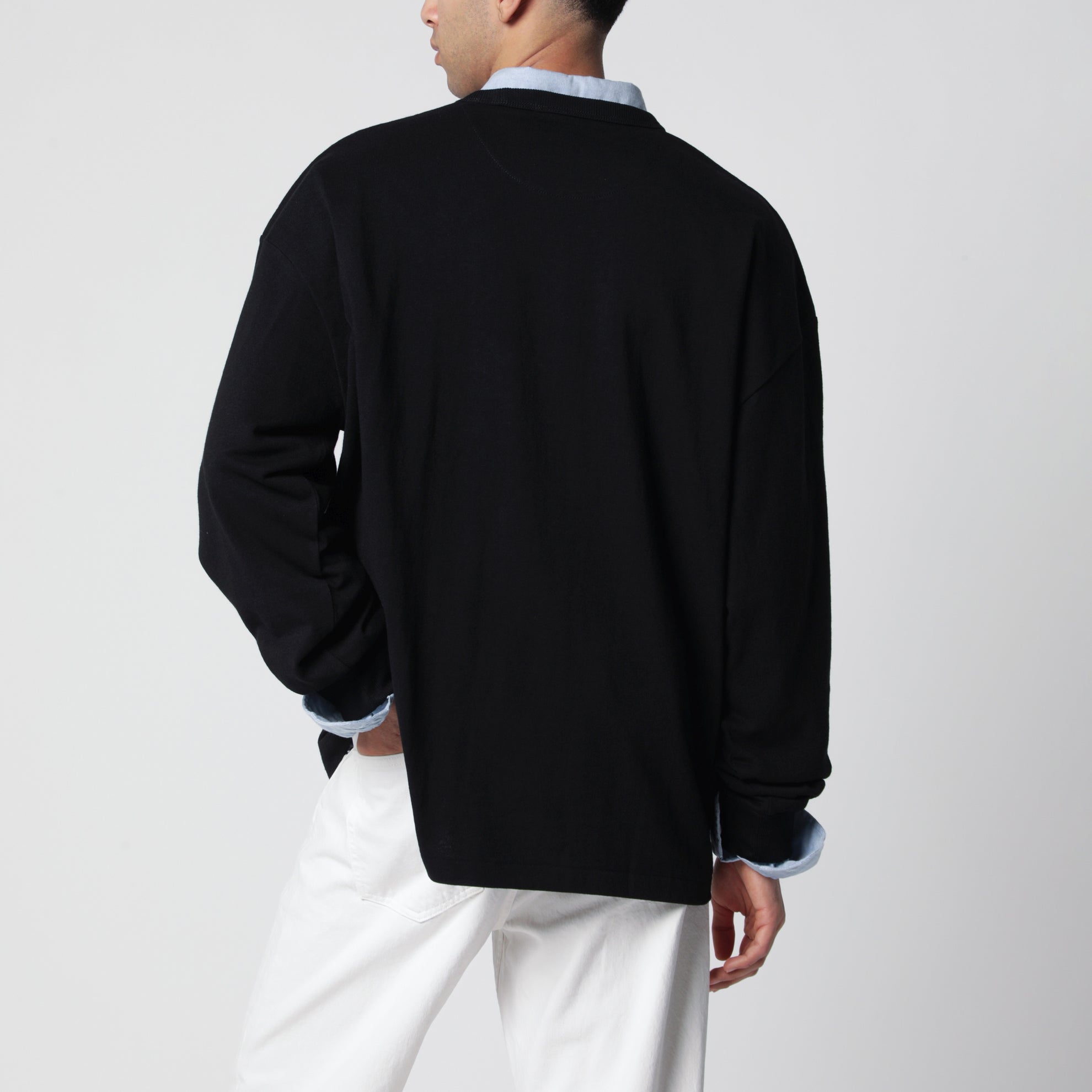 Felpa girocollo nera in cotone Relaxed-Fit