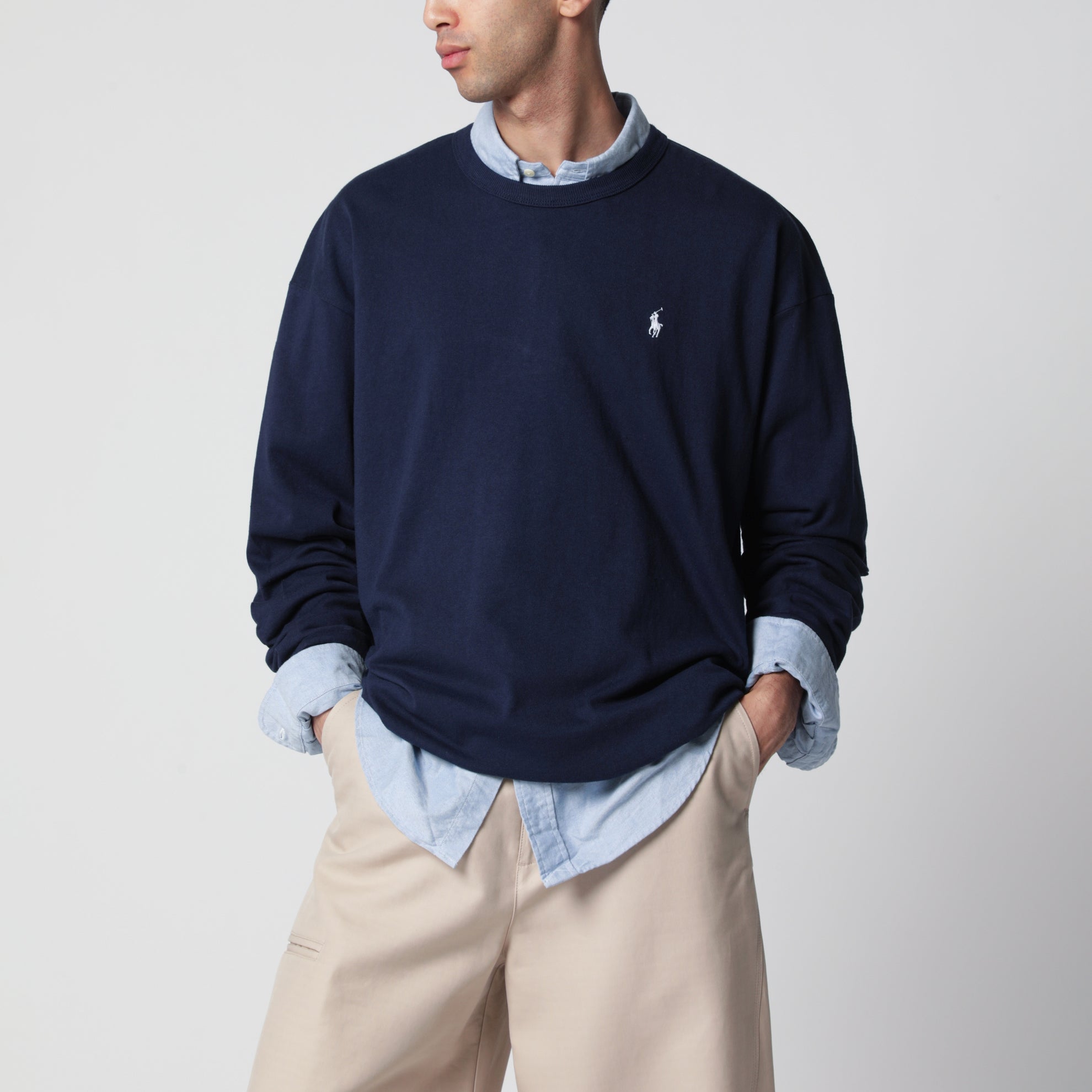 Navy cotton Relaxed-Fit crewneck sweatshirt