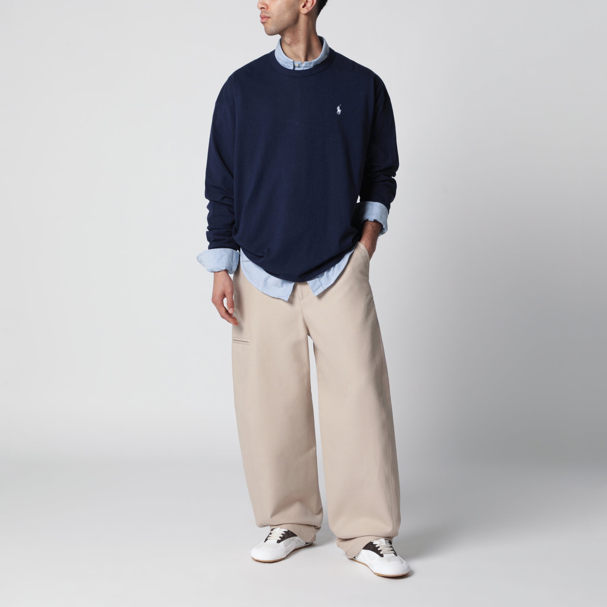 Navy cotton Relaxed-Fit crewneck sweatshirt