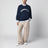 Felpa blu navy con ricamo Vintage-Fit