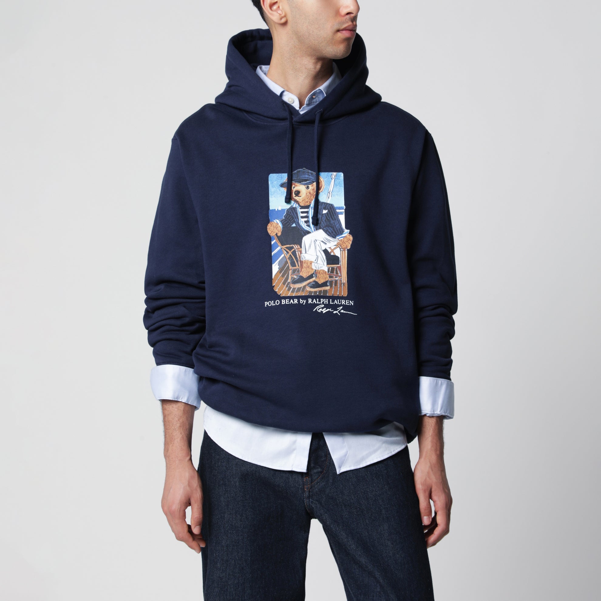 Felpa con cappuccio Polo Bear blu navy