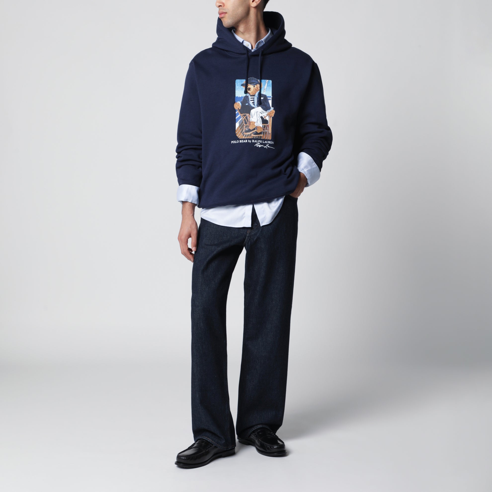 Felpa con cappuccio Polo Bear blu navy