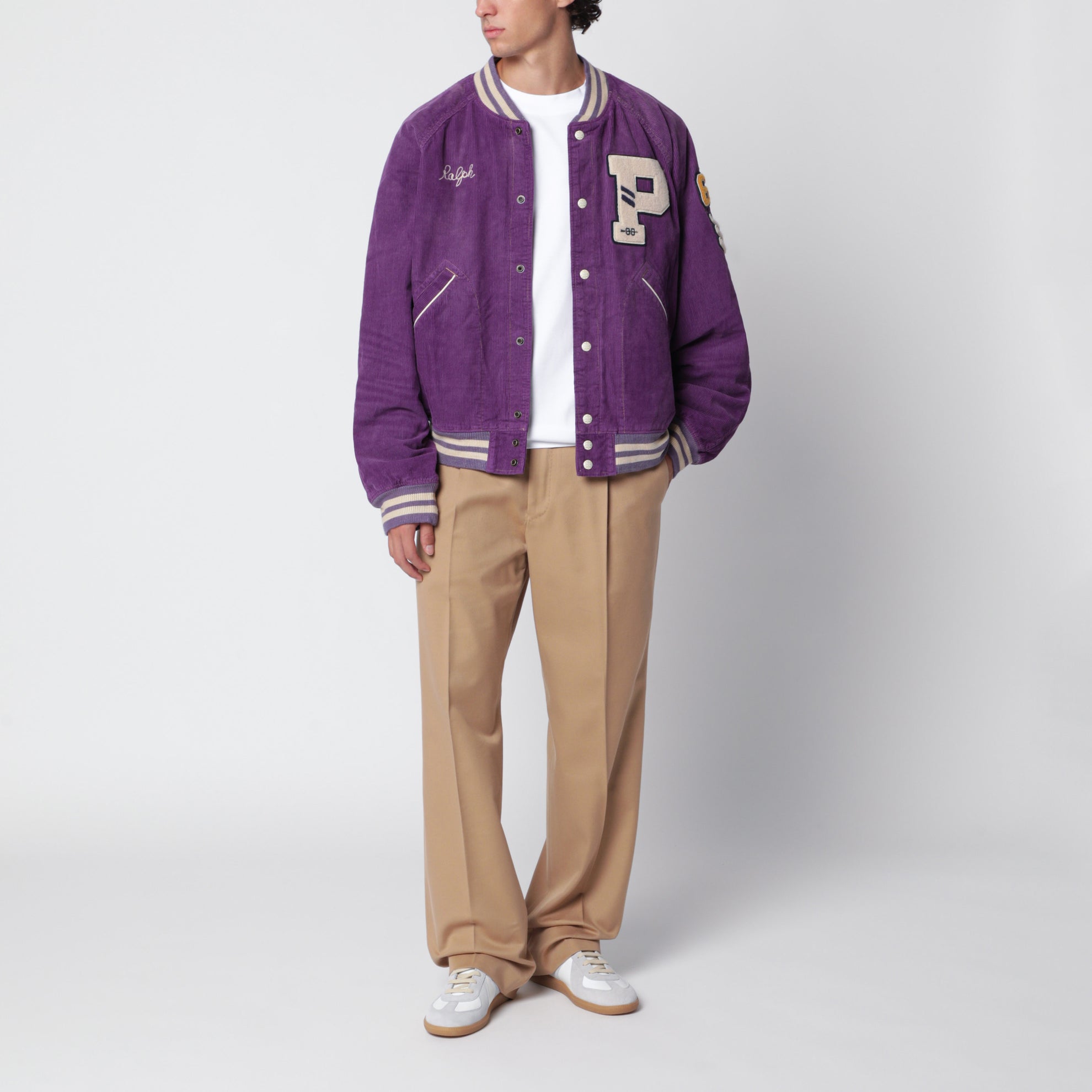 Purple velvet bomber jacket