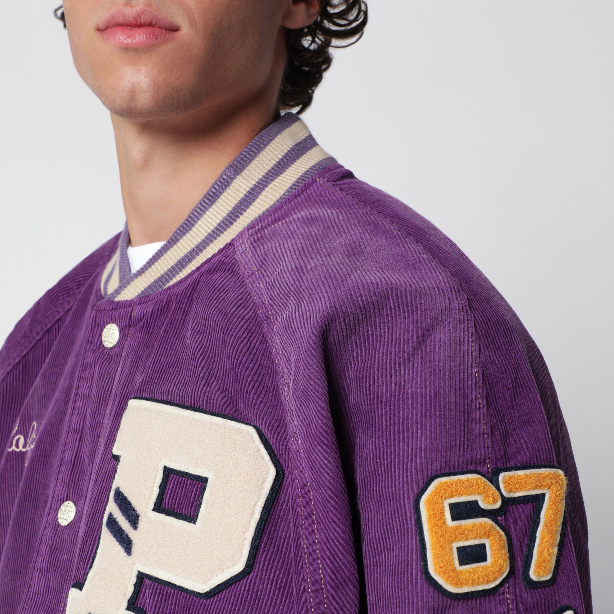 Purple velvet bomber jacket