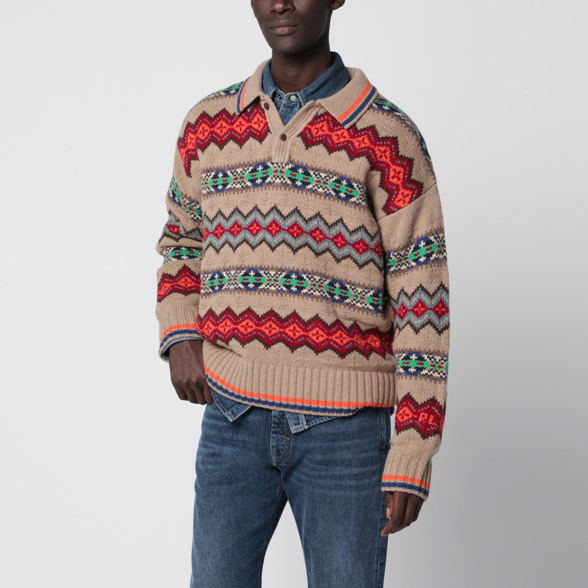 Mehrfarbiger Fair-Isle-Pullover aus Wollmischung